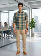 Checkered Poly Cotton Full Sleeve Shirt LEON