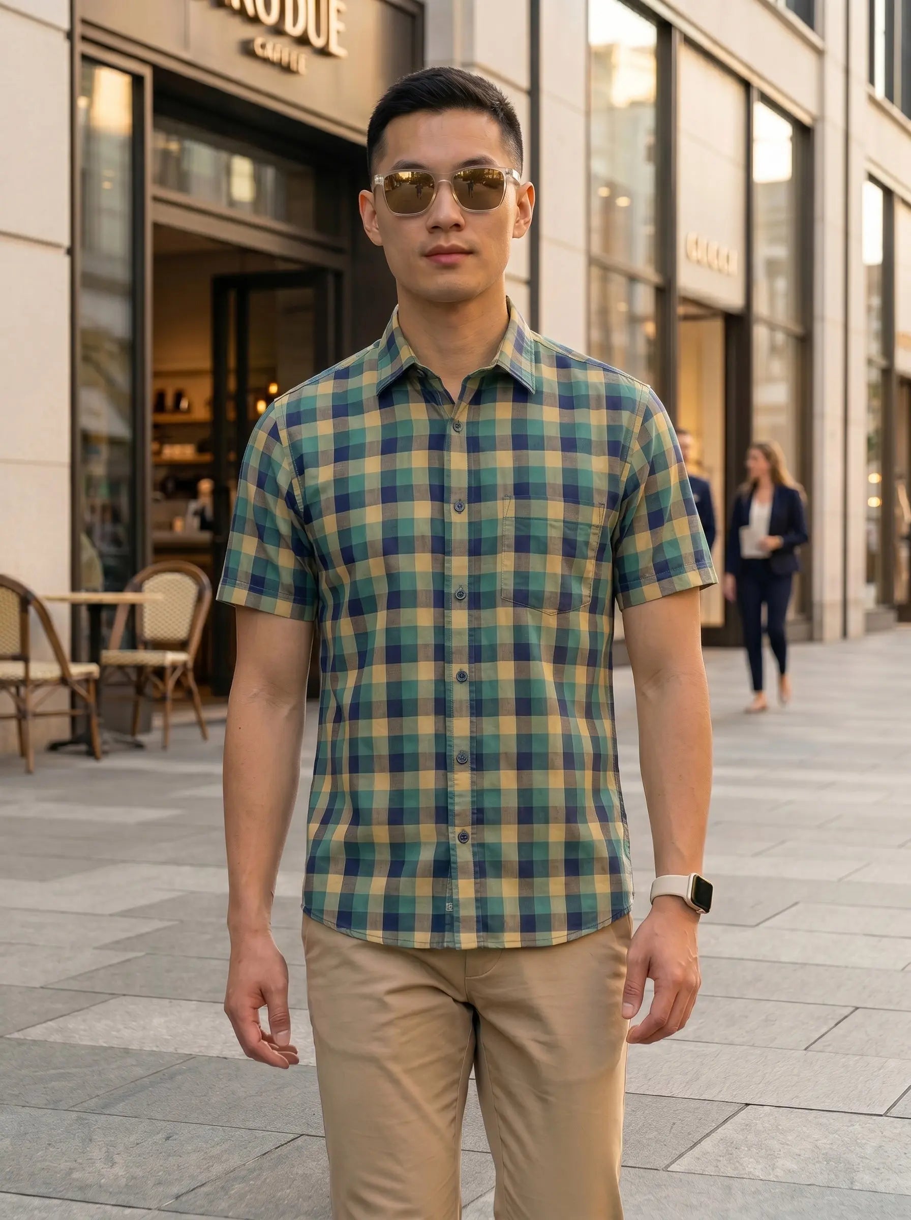 Checkered Poly Cotton Half Sleeve Shirt LEON