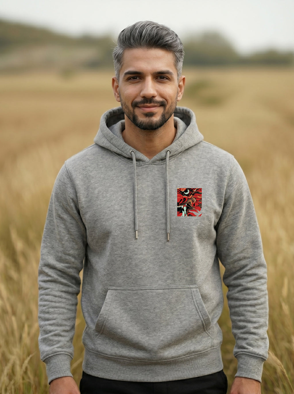 Dragon Printed Kangaroo Pocket Full Sleeve Pullover Hoodie LEON