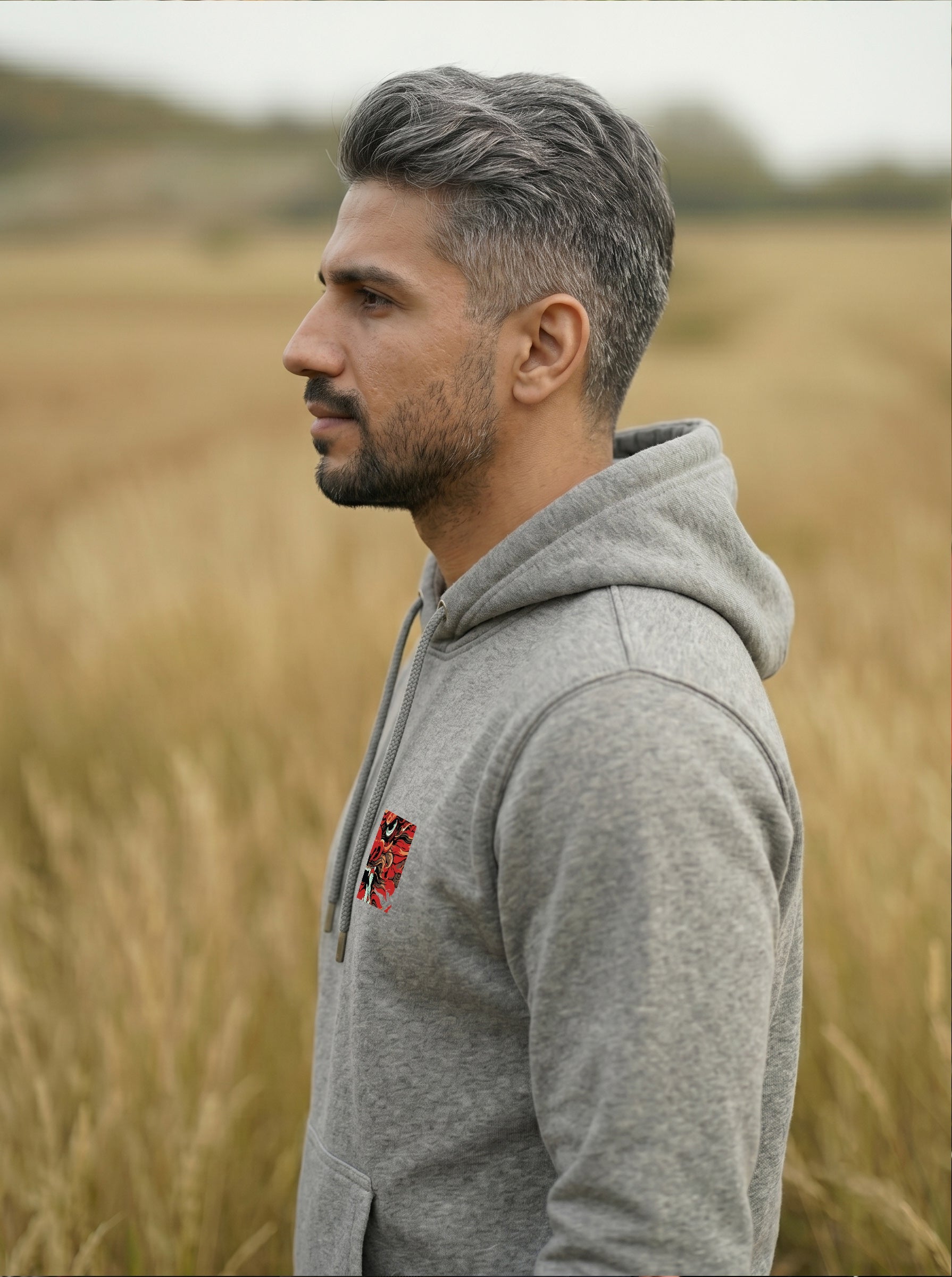 Dragon Printed Kangaroo Pocket Full Sleeve Pullover Hoodie LEON