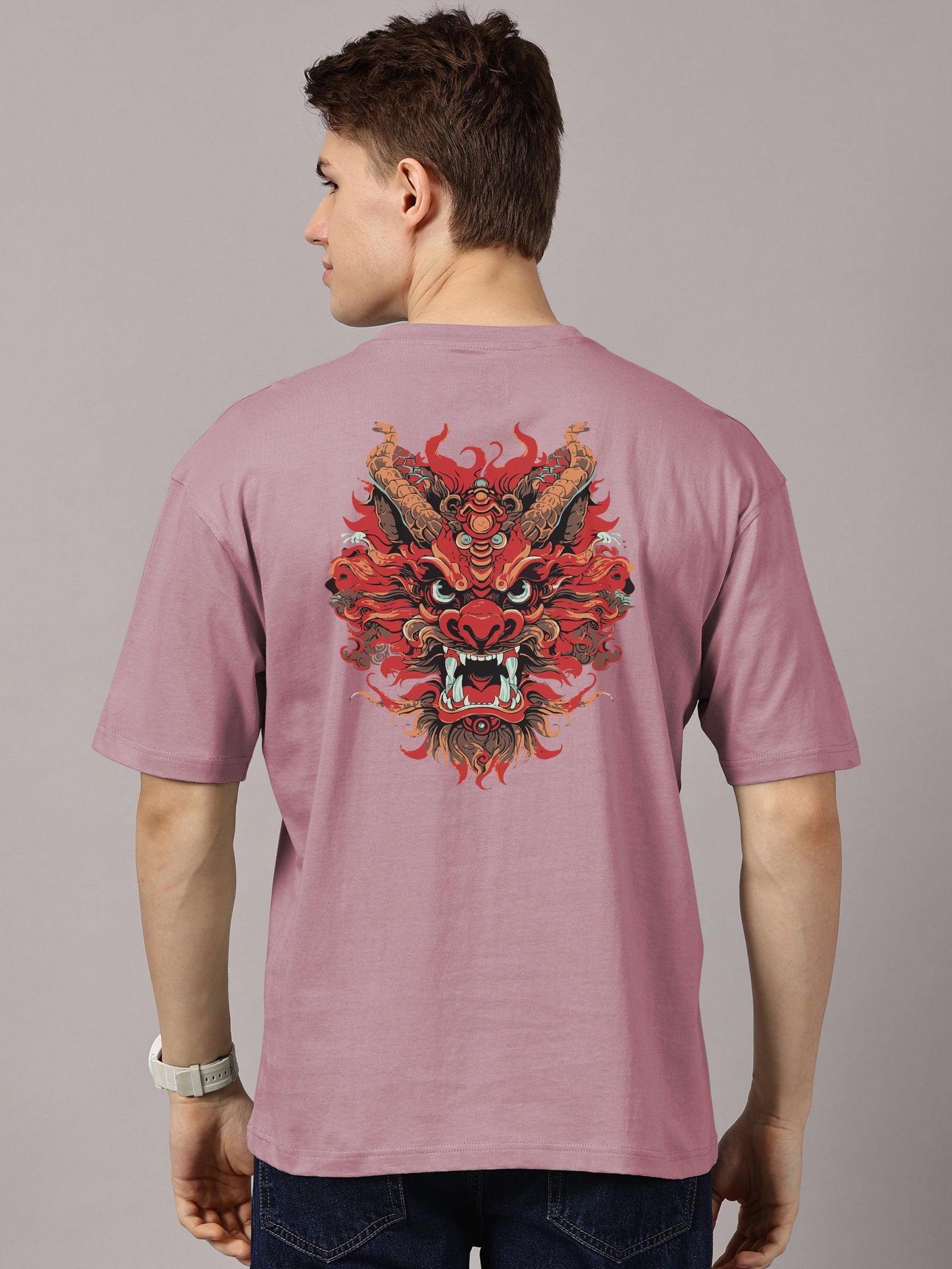 Dragon Printed Oversized Drop Shoulder T-Shirt