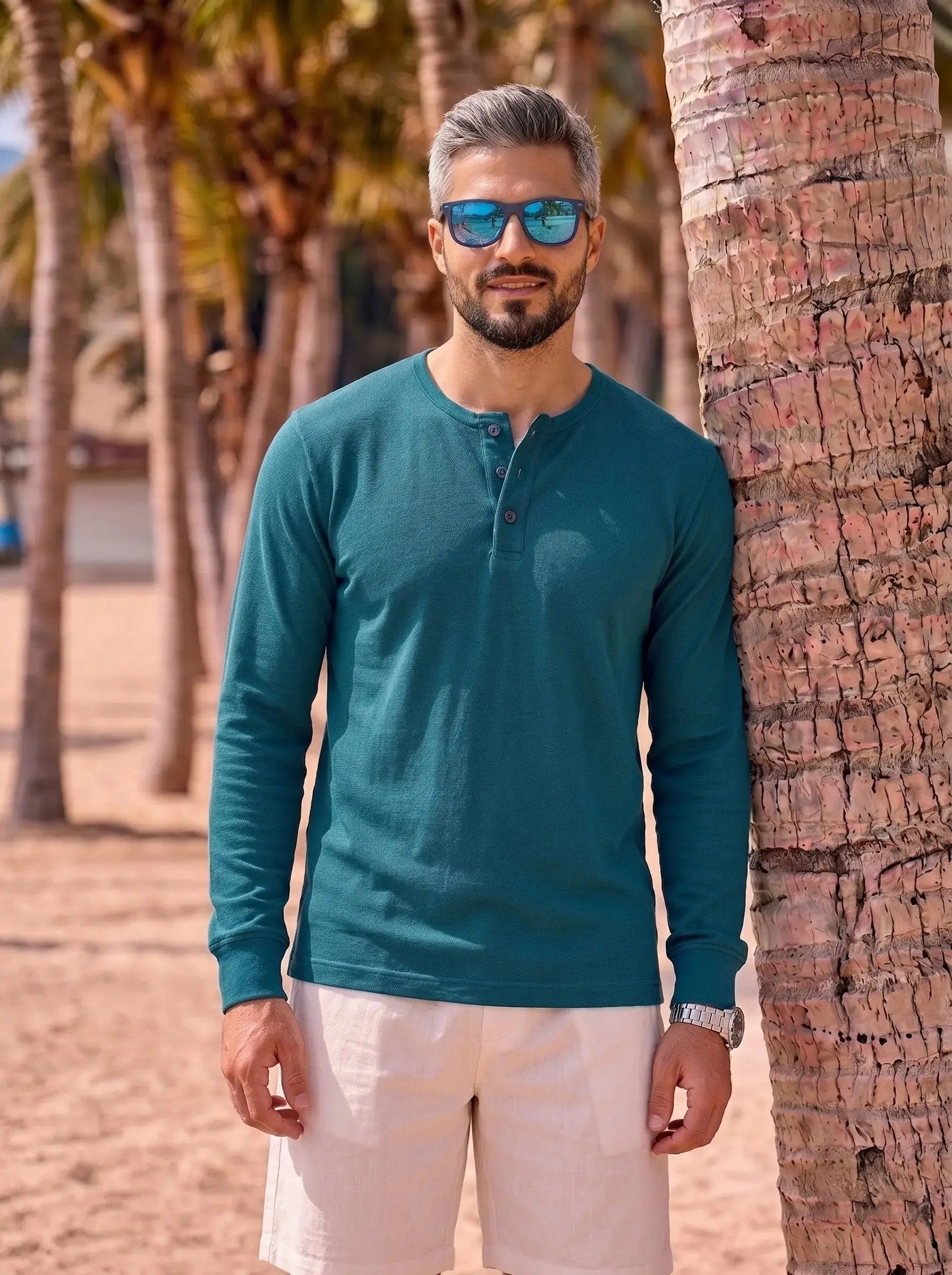 Henley Neck Full Sleeve T-Shirt LEON