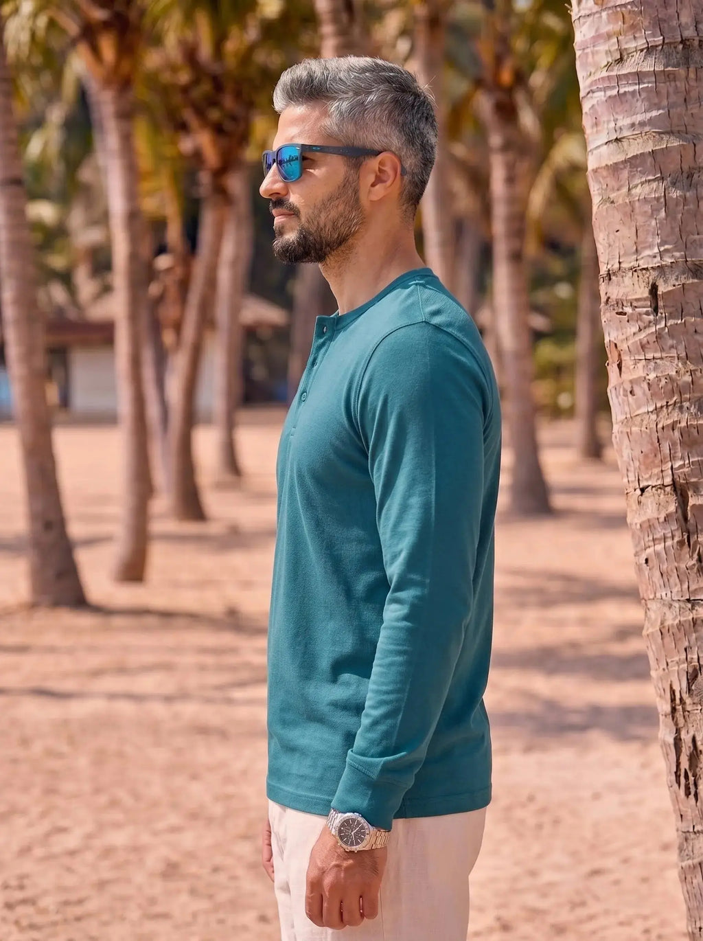 Henley Neck Full Sleeve T-Shirt LEON
