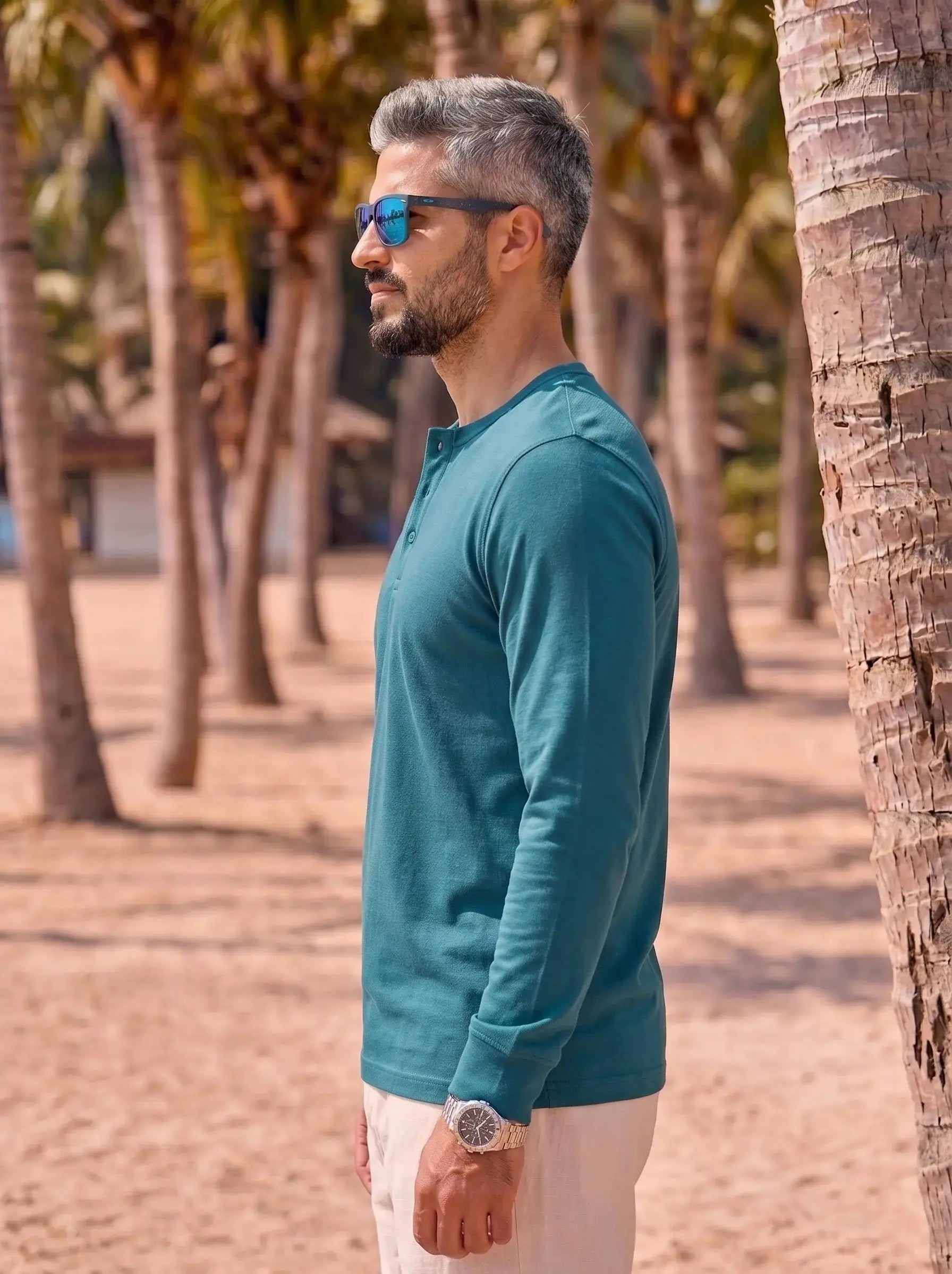 Henley Neck Full Sleeve T-Shirt LEON