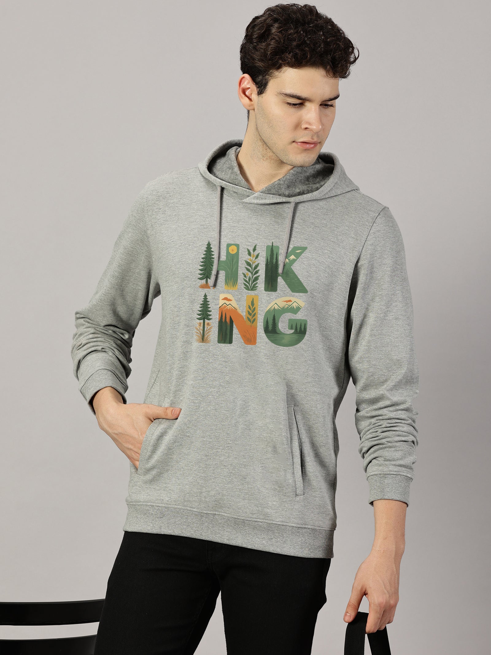 Hiking Printed Cut Pocket Full Sleeve Pullover Hoodie