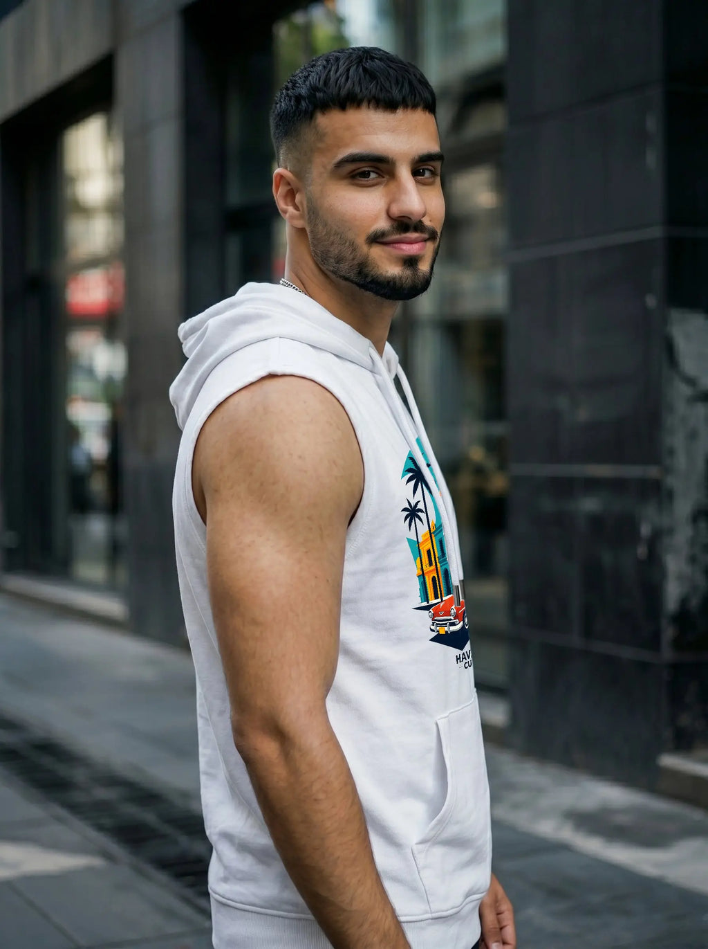 Havana Cuba Printed Sleeveless Pullover Hoodie LEON