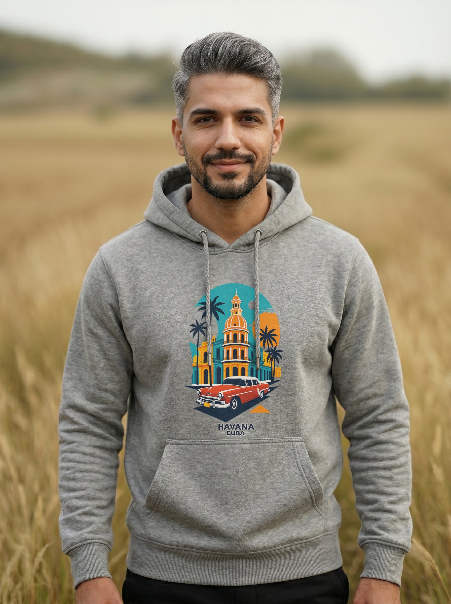Havana Cuba Men's Printed Kangaroo Pocket  Full Sleeve  Pullover Hoodie LEON
