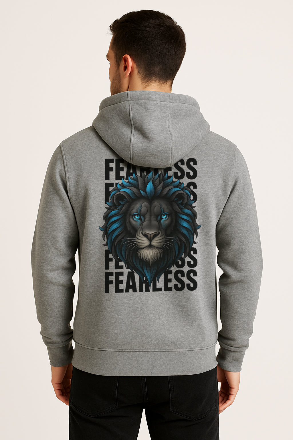 Fearless Printed Kangaroo Pocket Full Sleeve Pullover Hoodie
