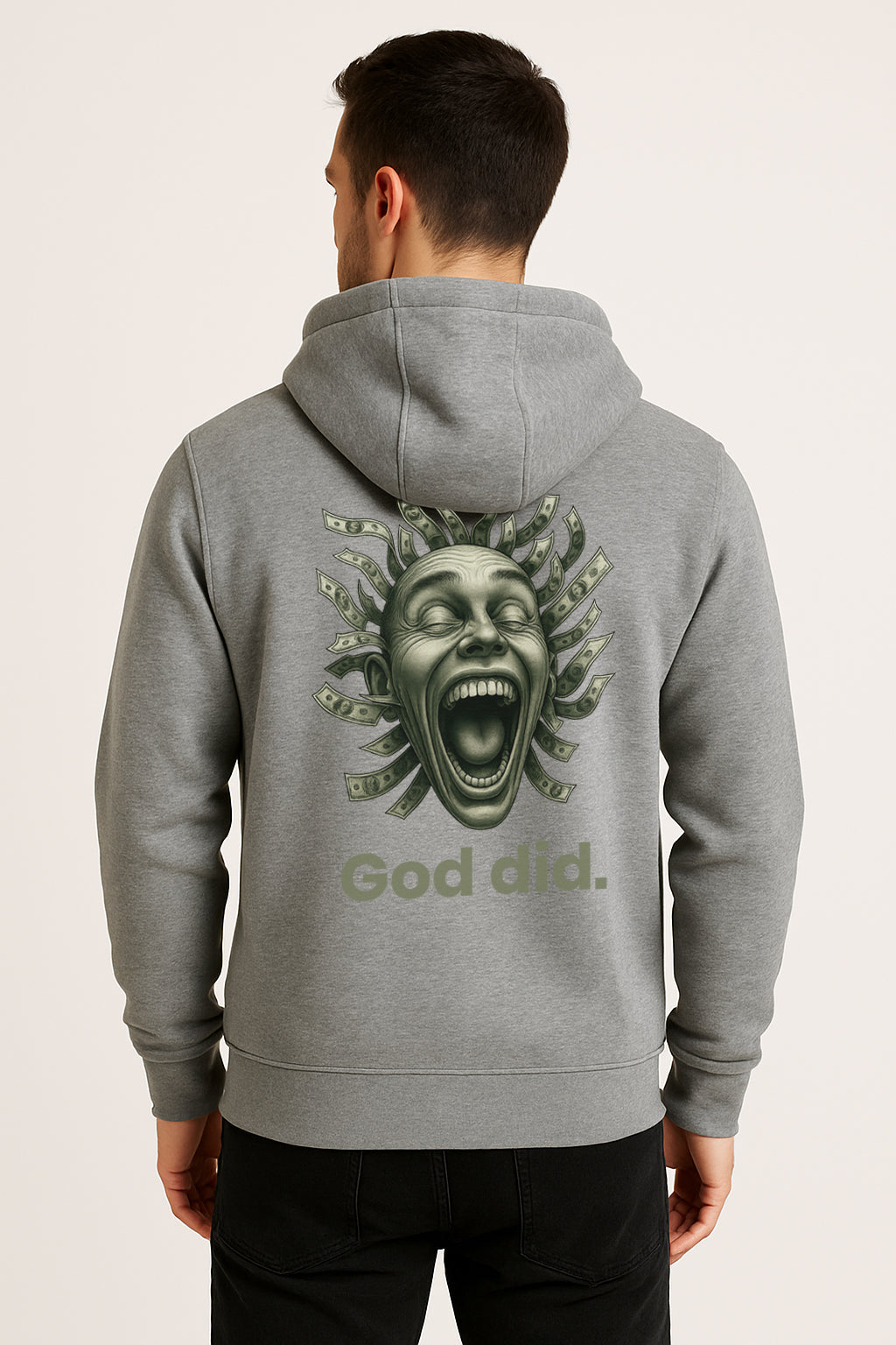 God Did Printed Kangaroo Pocket Full Sleeve  Pullover Hoodie