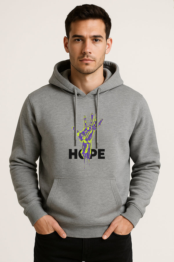 Hope Printed Kangaroo Pocket Full Sleeve  Pullover  Hoodie