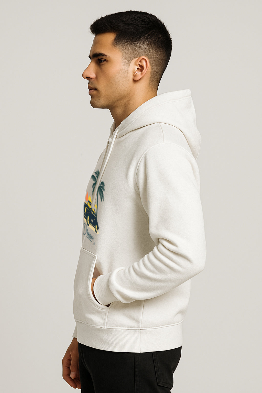 Dream Printed Kangaroo Pocket Full Sleeve  Pullover Hoodie