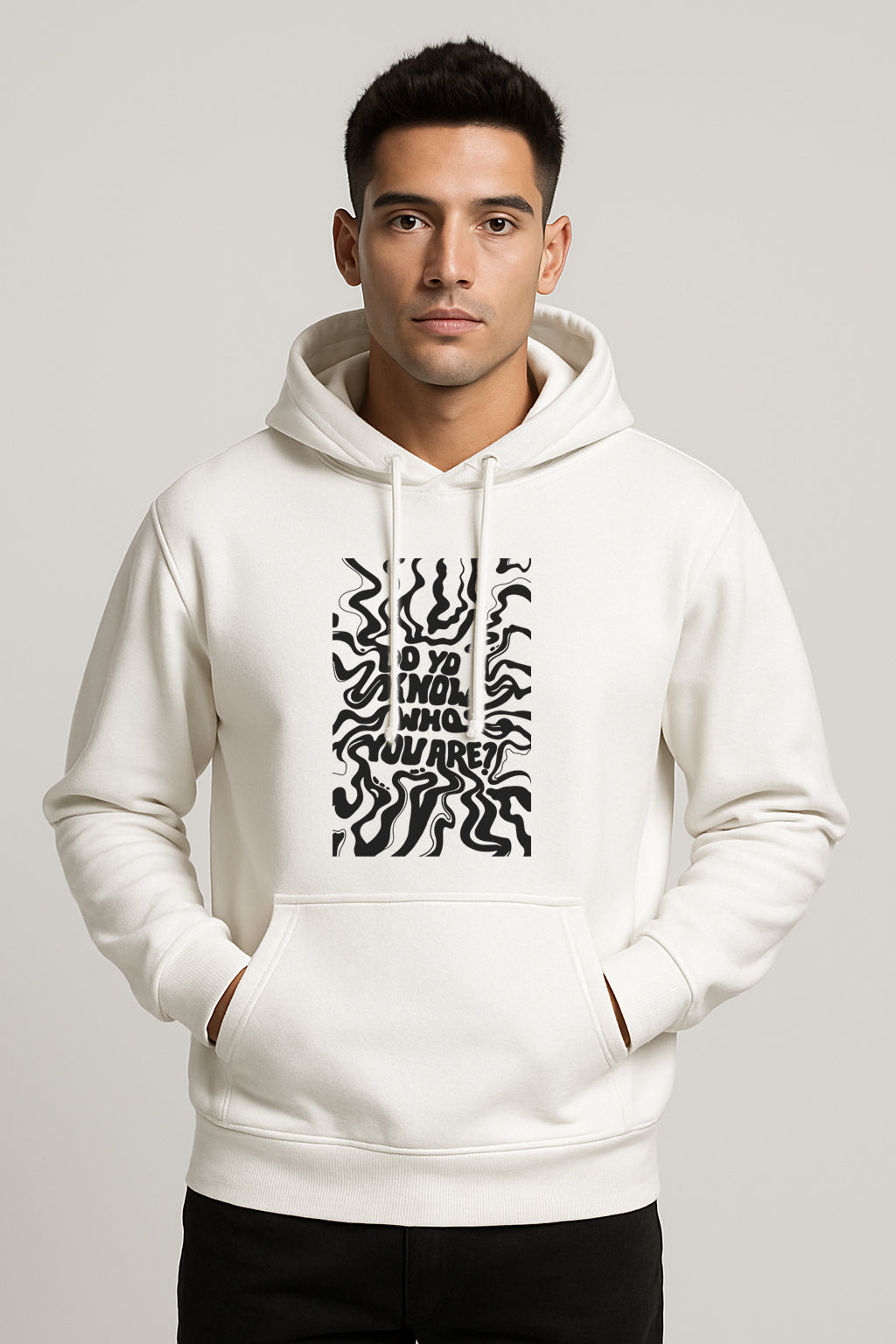Do You Know Printed Kangaroo Pocket Full Sleeve Pullover Hoodie