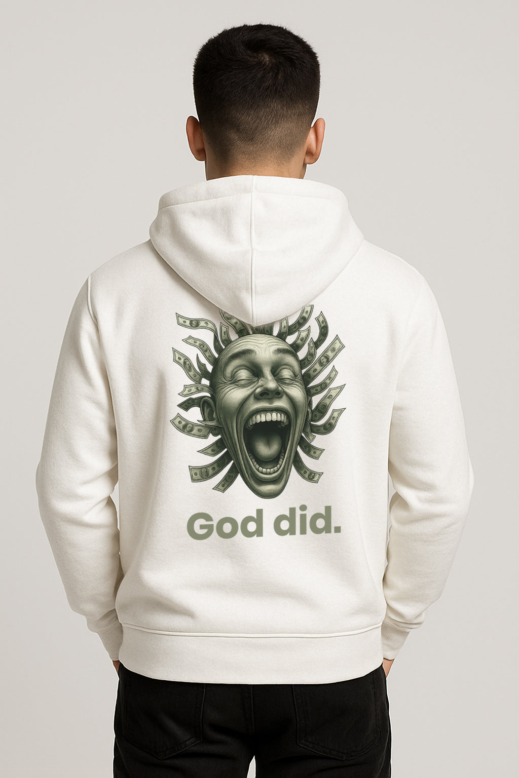 God Did Printed Kangaroo Pocket Full Sleeve  Pullover Hoodie