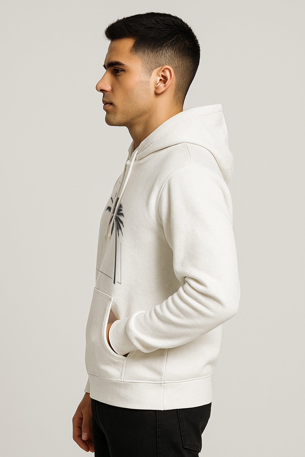 Good Vibes Printed Kangaroo Pocket Full Sleeve  Pullover Hoodie