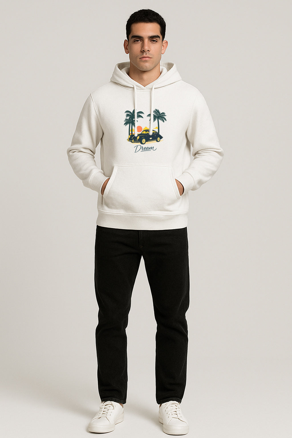 Dream Printed Kangaroo Pocket Full Sleeve  Pullover Hoodie