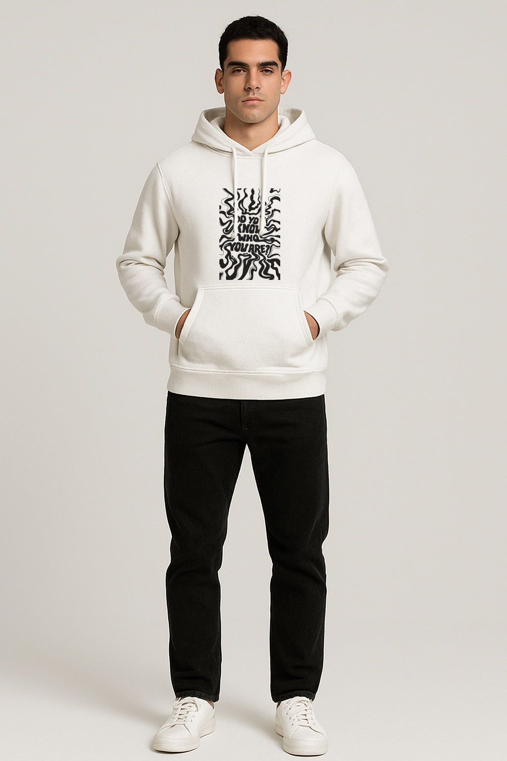 Do You Know Printed Kangaroo Pocket Full Sleeve Pullover Hoodie