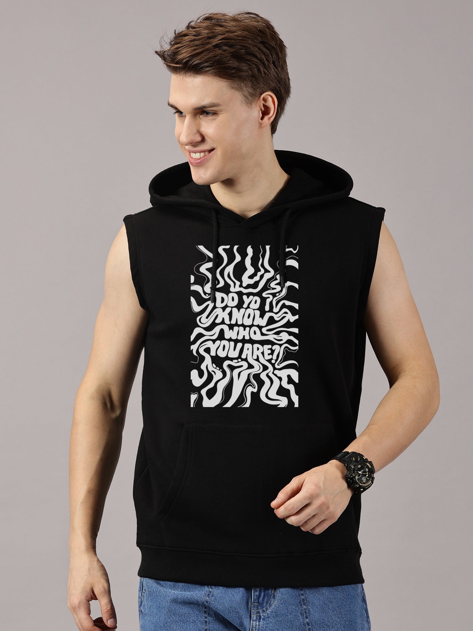Do you know Printed Sleeveless Pullover Hoodie