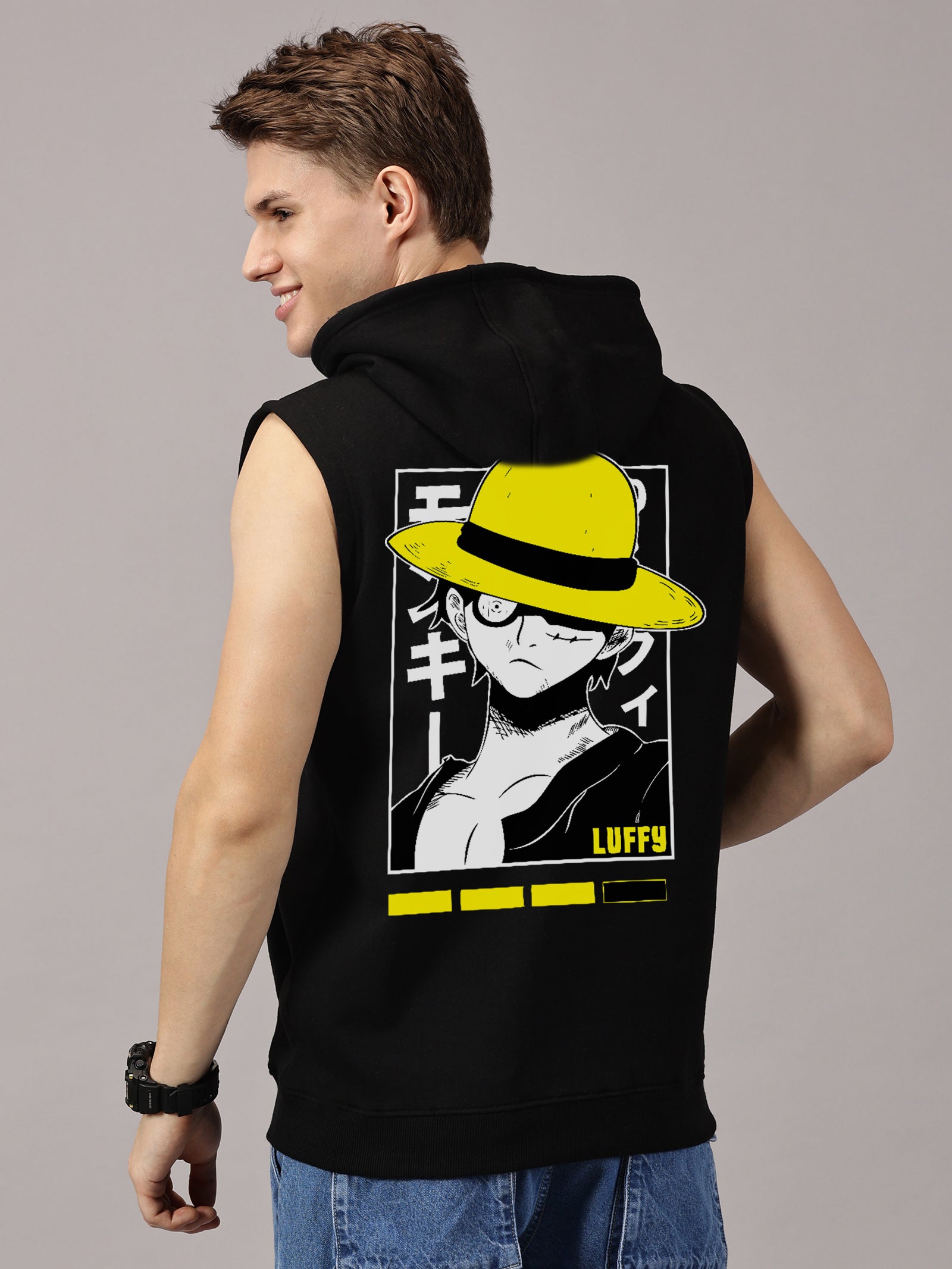 Luffy Printed Sleeveless Pullover Hoodie