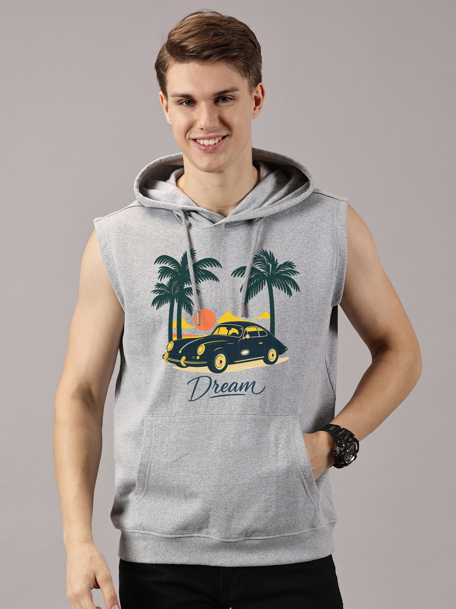 Dream Printed Sleeveless Pullover Hoodie