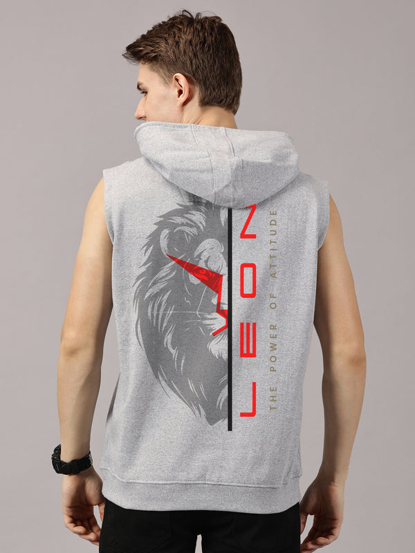 Lion Power Printed Sleeveless Pullover Hoodie