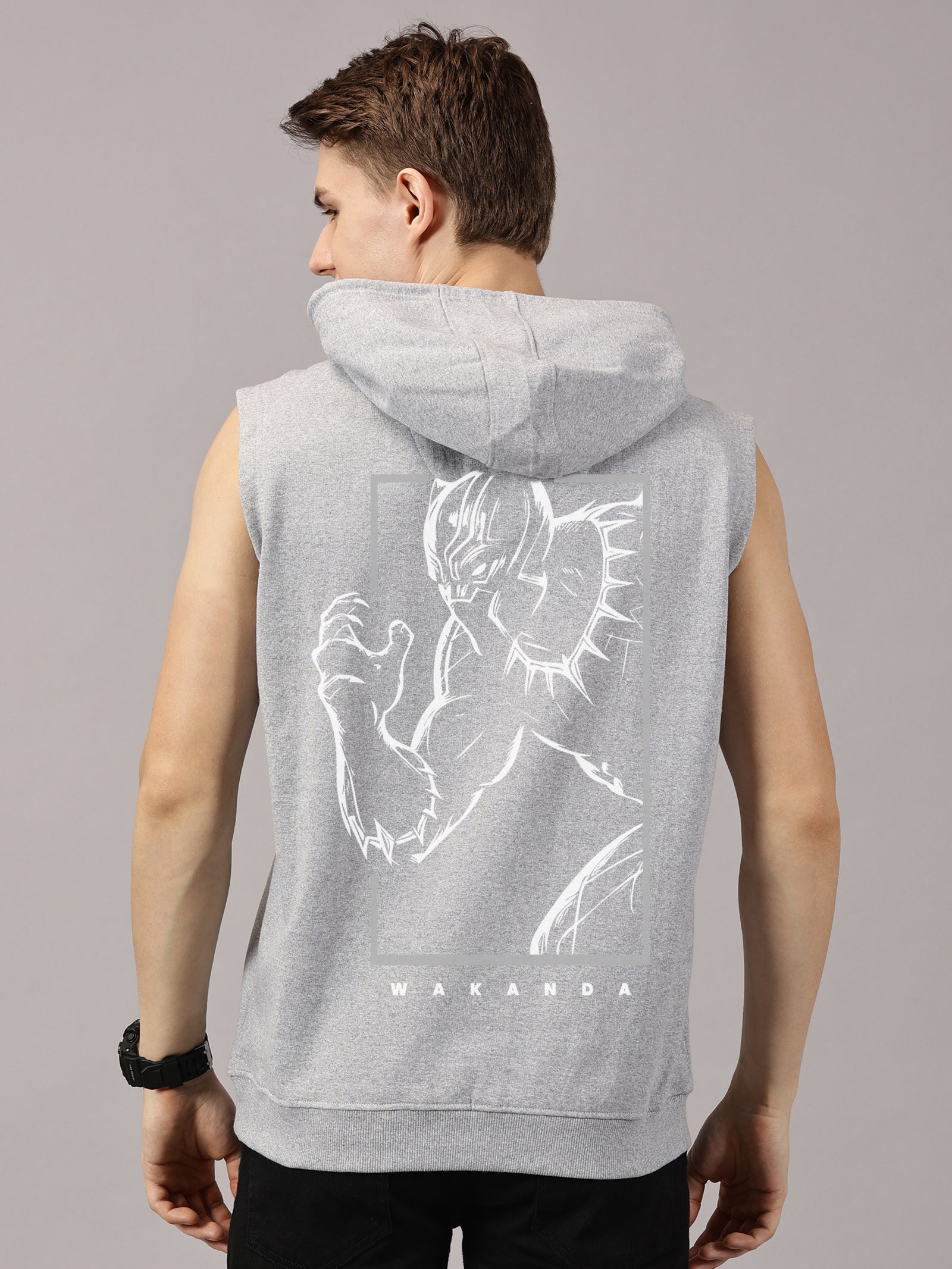 Wakanda Printed Sleeveless Pullover Hoodie