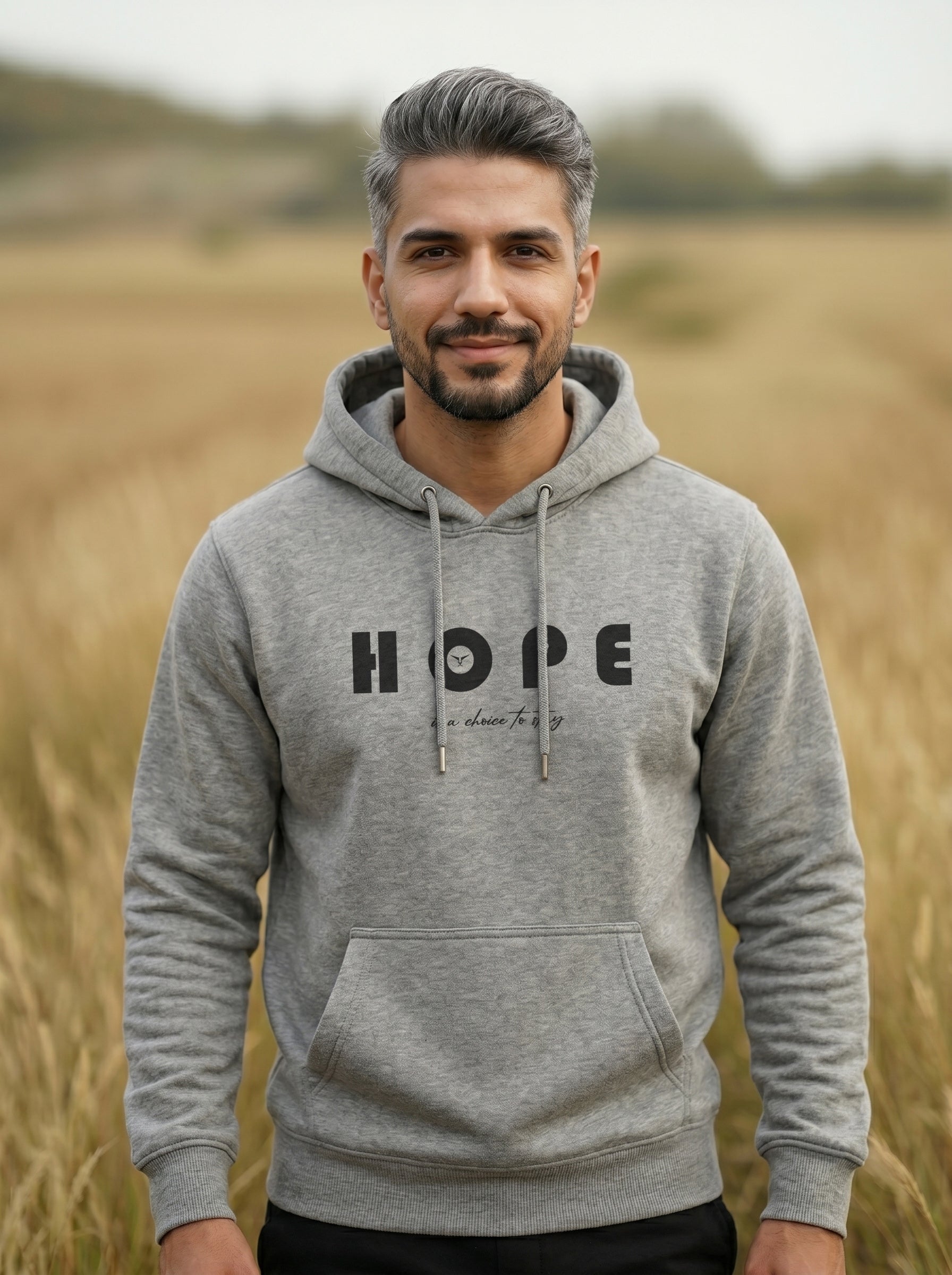 Hope Printed Kangaroo Pocket Full Sleeve  Pullover  Hoodie LEON