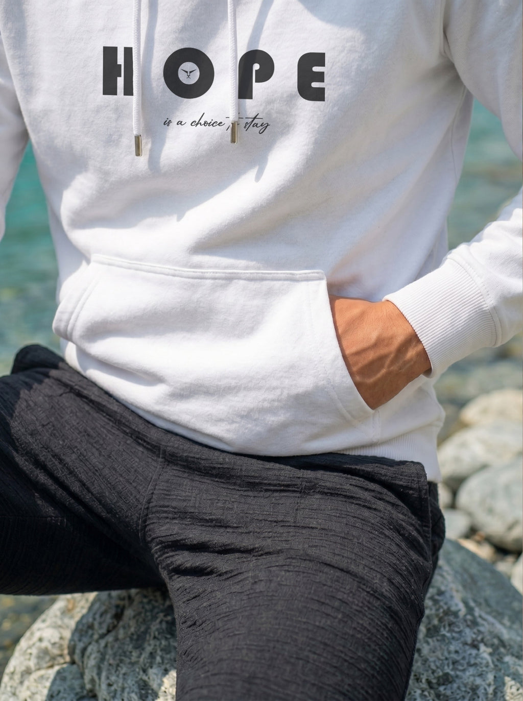 Hope Printed Kangaroo Pocket Full Sleeve  Pullover  Hoodie LEON