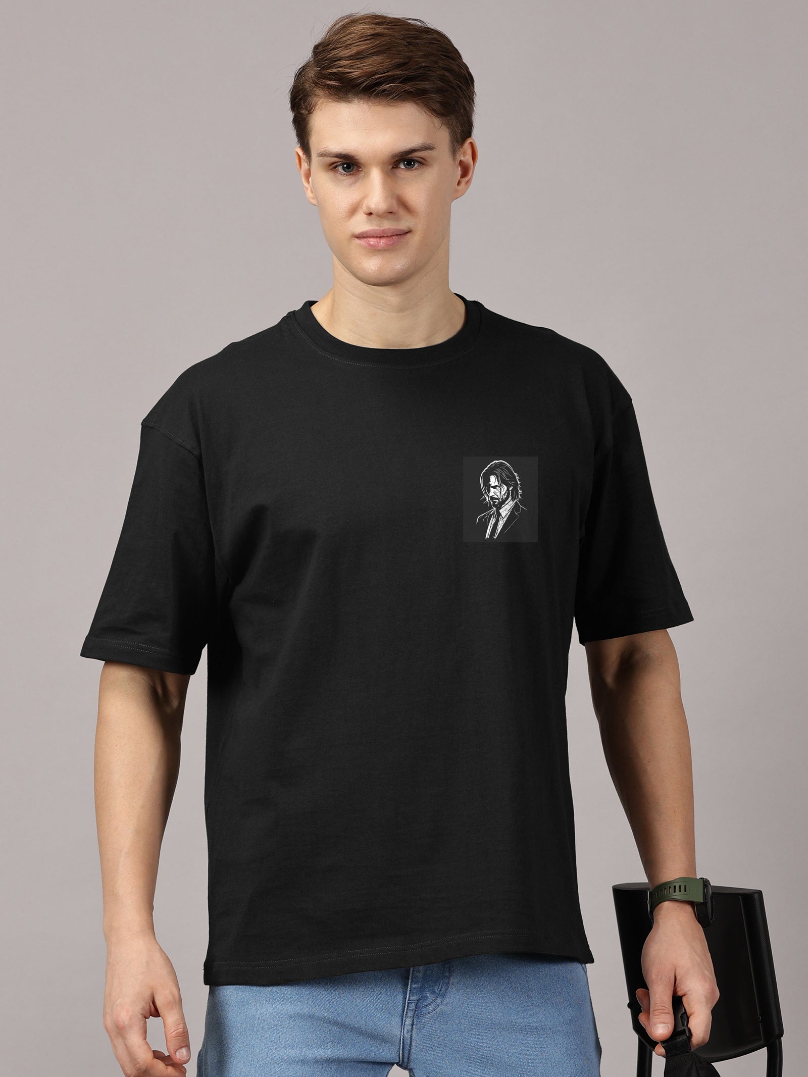 John Wick Printed Oversized Drop Shoulder T-Shirt