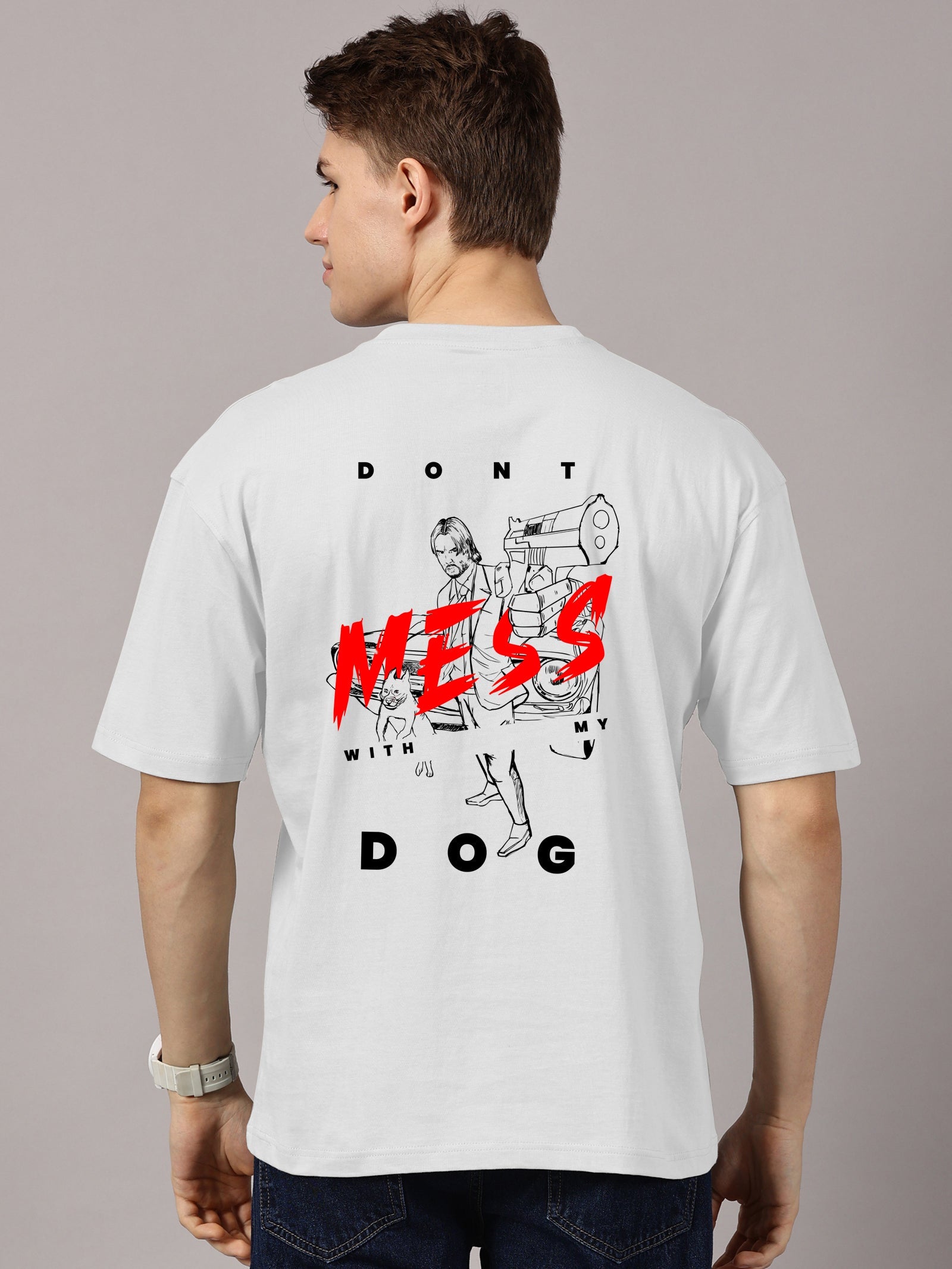 John Wick Printed Oversized Drop Shoulder T-Shirt