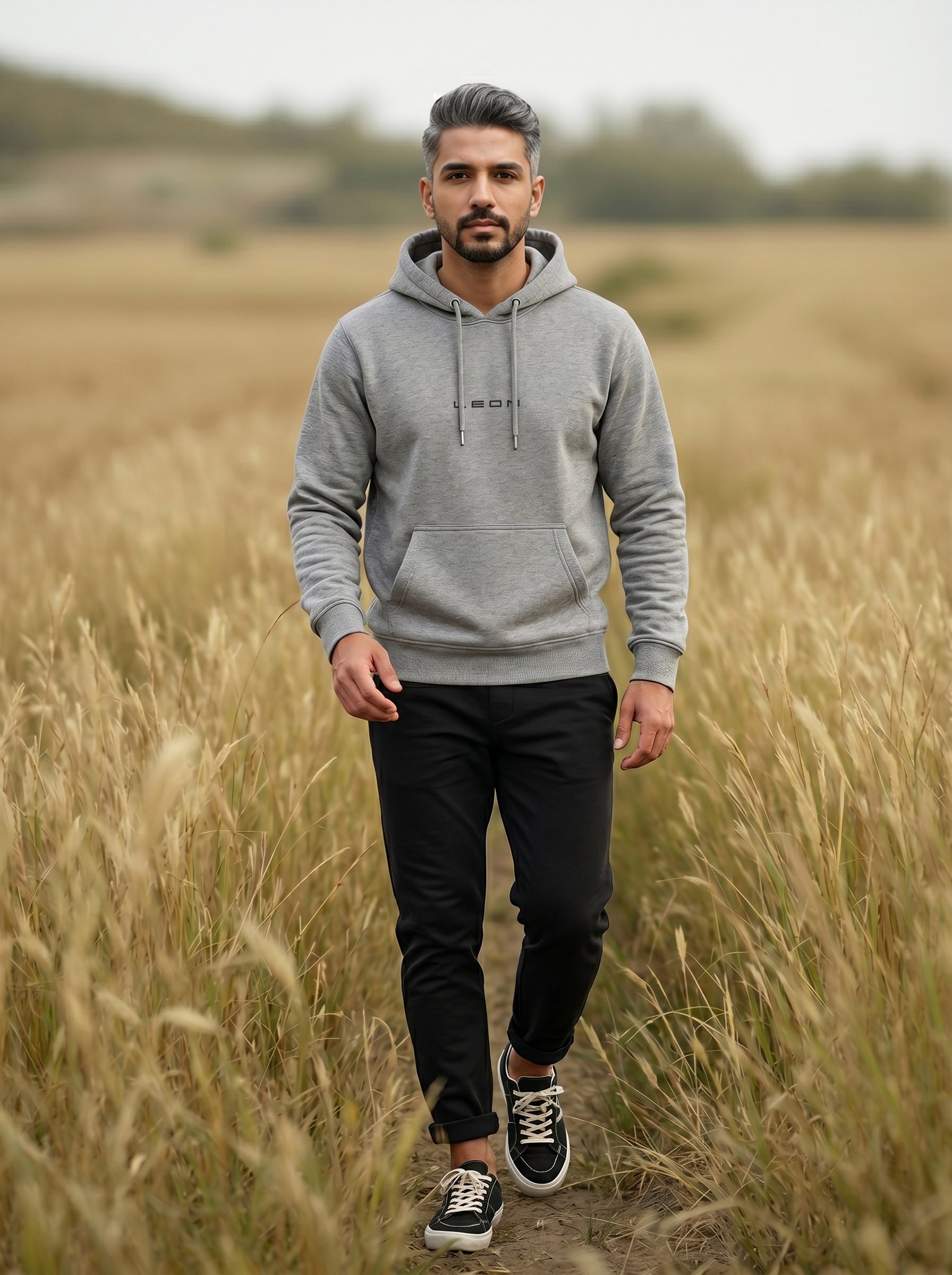 Leon Printed Kangaroo Pocket Full Sleeve  Pullover  Hoodie LEON
