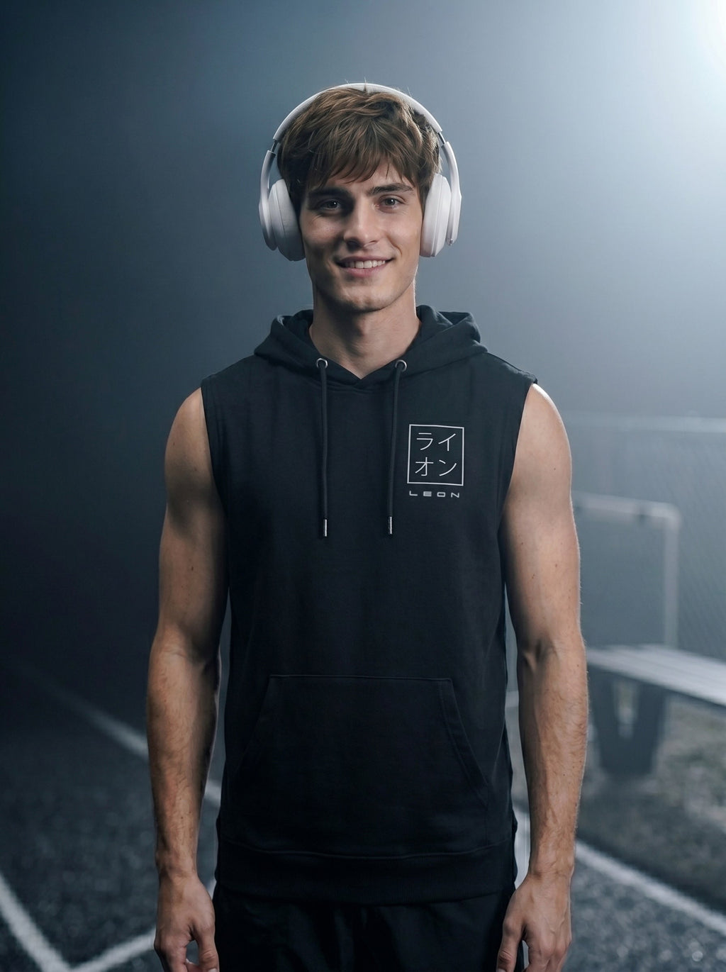 Leon Stamp Printed Sleeveless Pullover Hoodie LEON