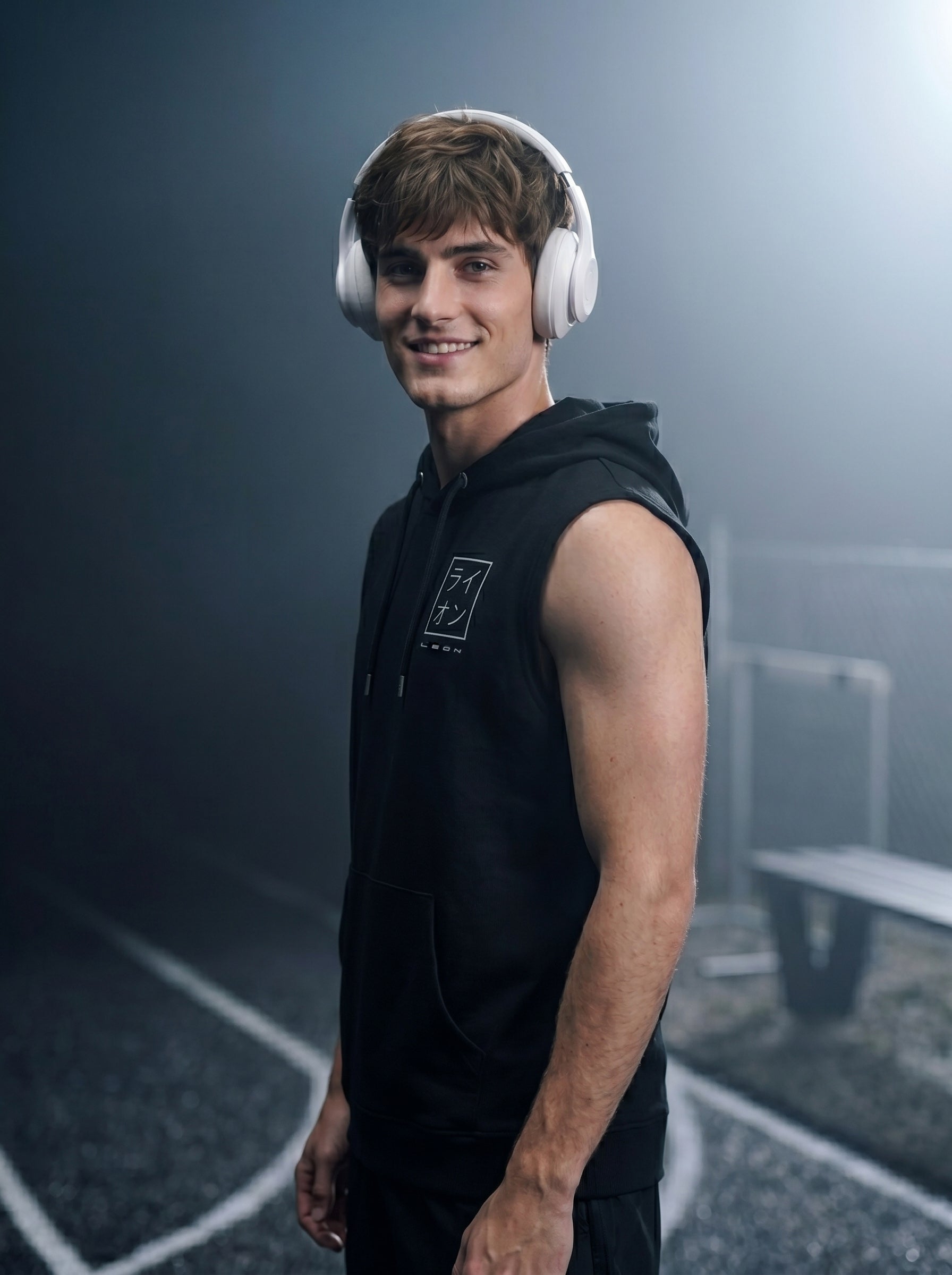 Leon Stamp Printed Sleeveless Pullover Hoodie LEON