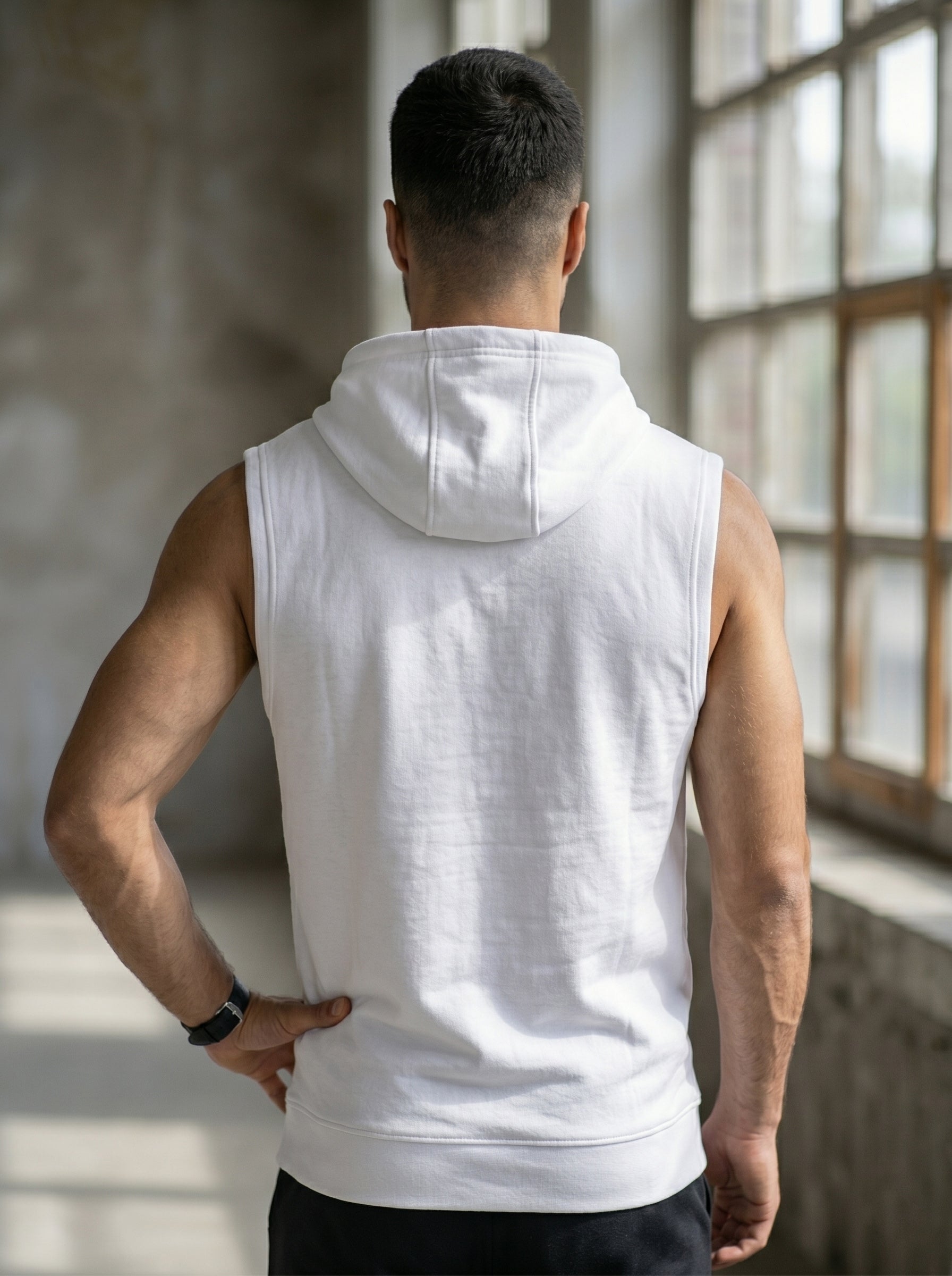 Leon Stamp Printed Sleeveless Pullover Hoodie LEON