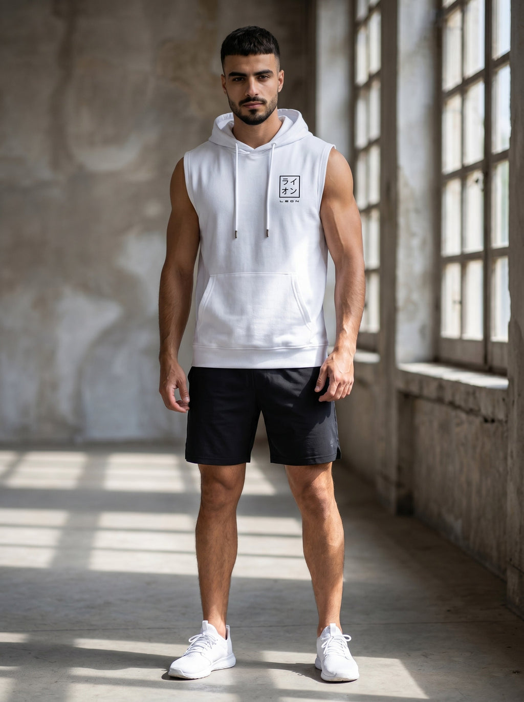 Leon Stamp Printed Sleeveless Pullover Hoodie LEON