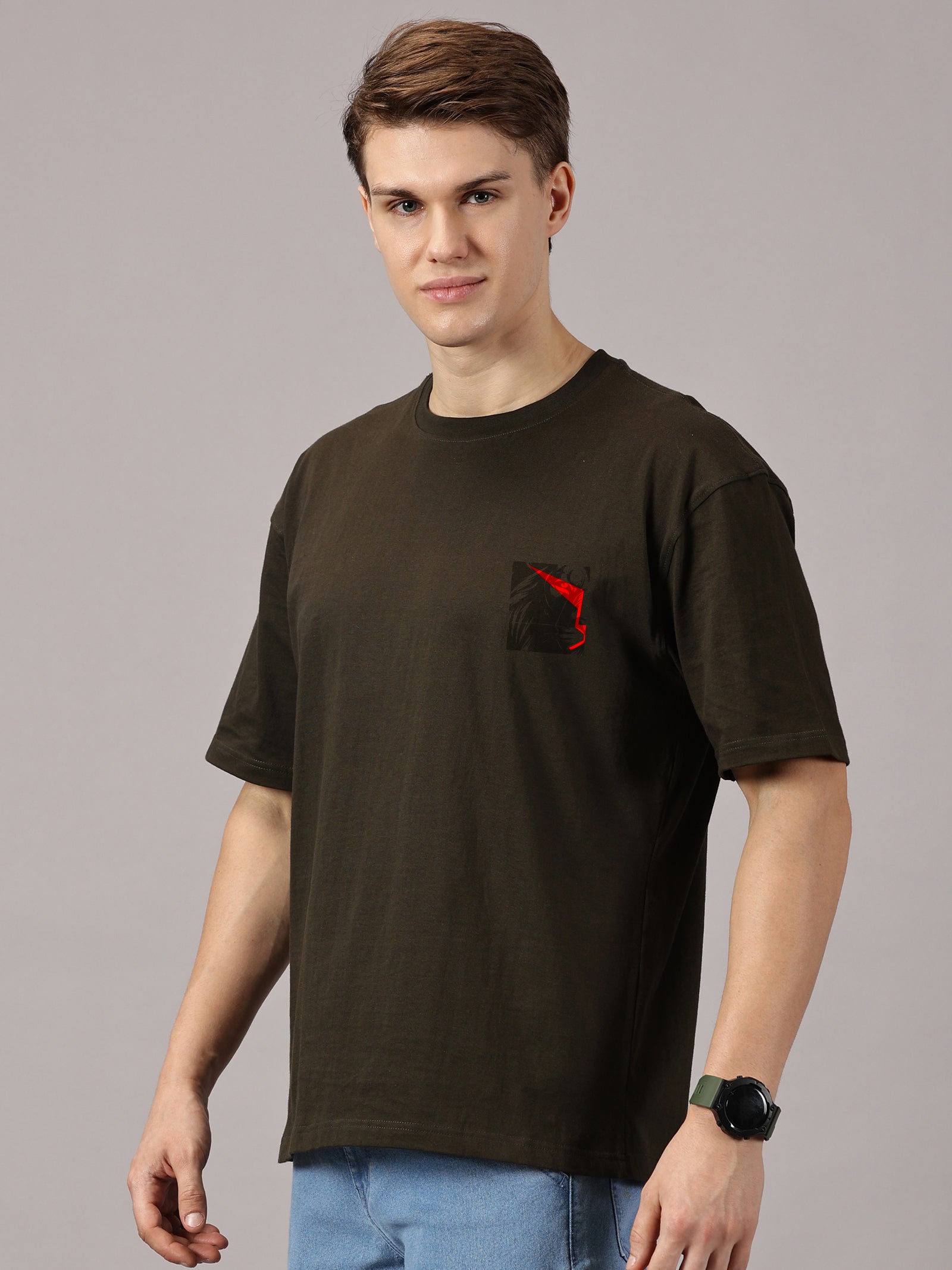 Lion Power Printed Oversized Drop Shoulder T-Shirt