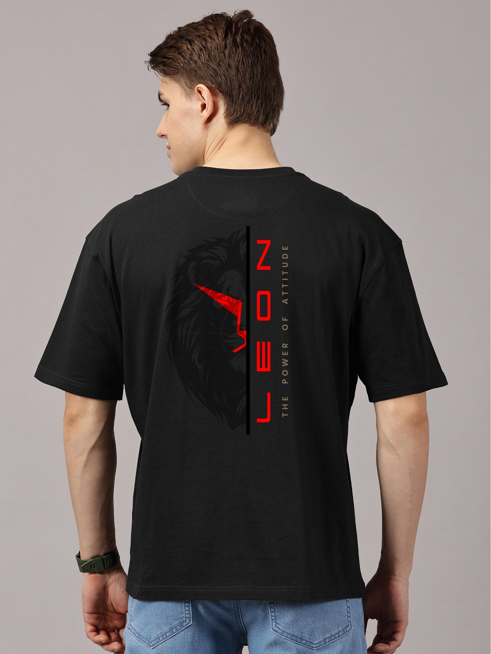 Lion Power Printed Oversized Drop Shoulder T-Shirt