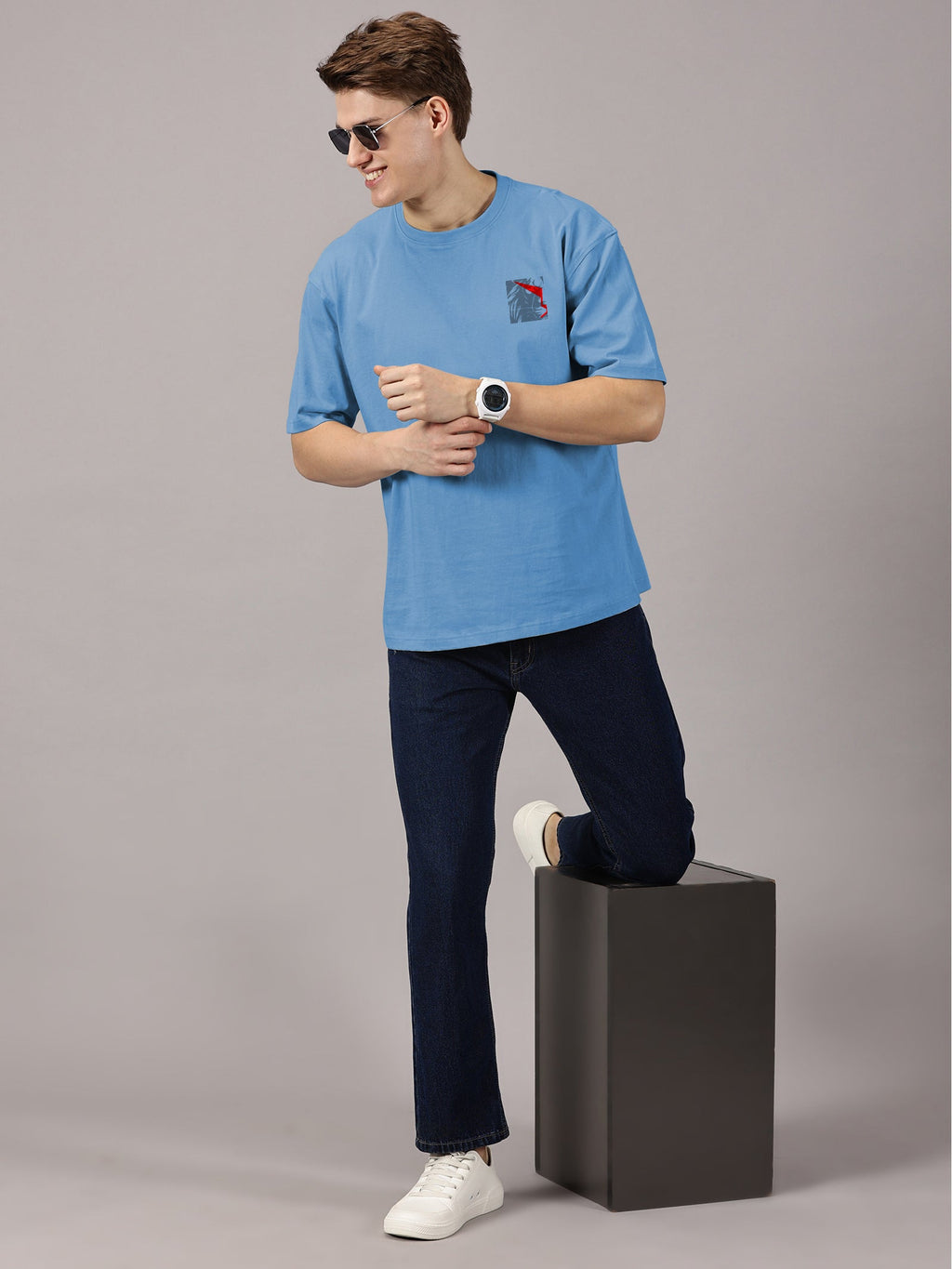 Lion Power Printed Oversized Drop Shoulder T-Shirt