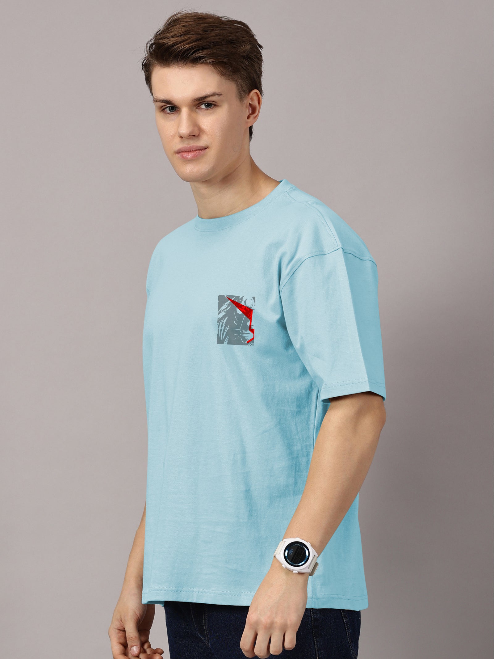 Lion Power Printed Oversized Drop Shoulder T-Shirt