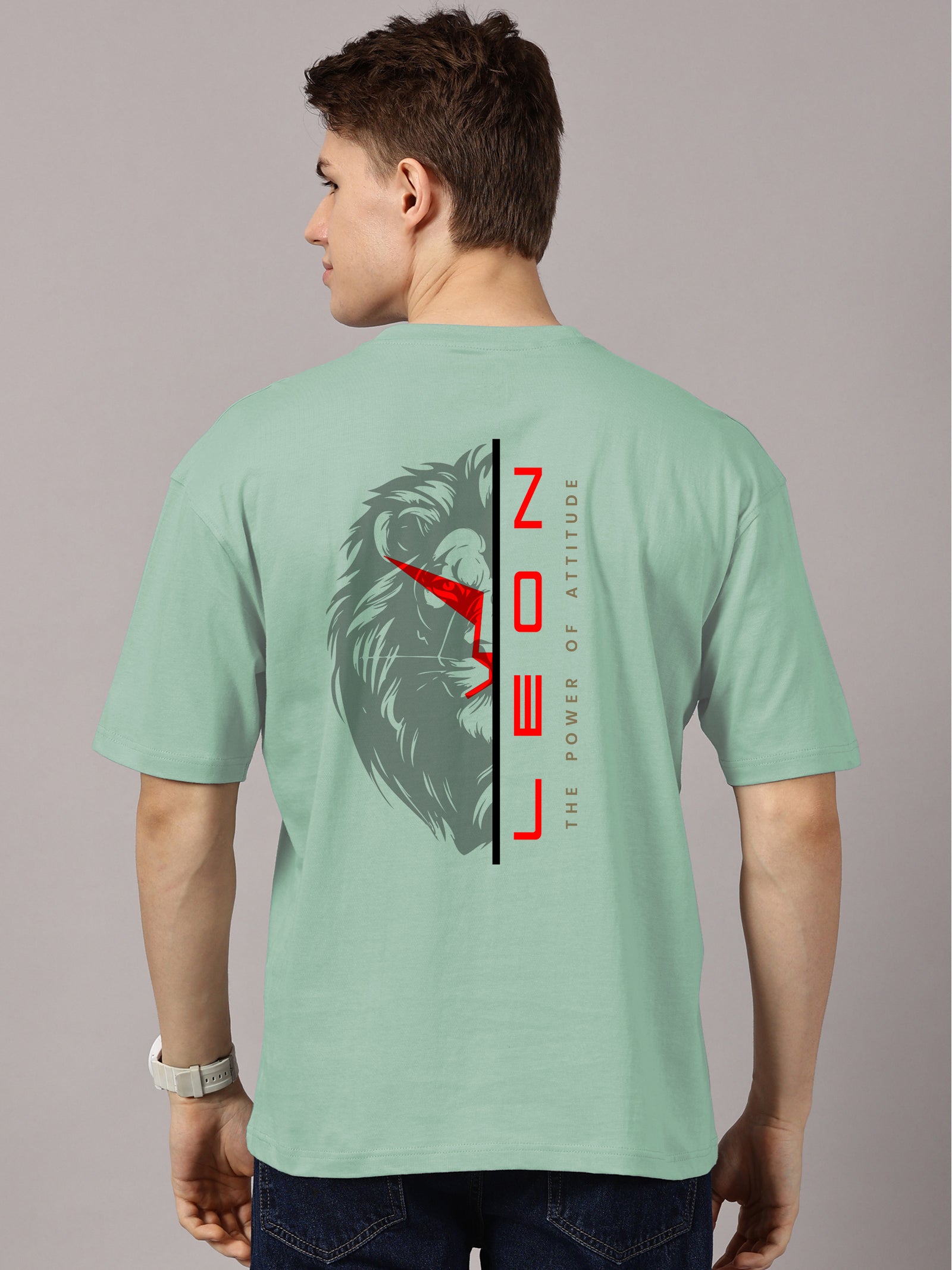 Lion Power Printed Oversized Drop Shoulder T-Shirt