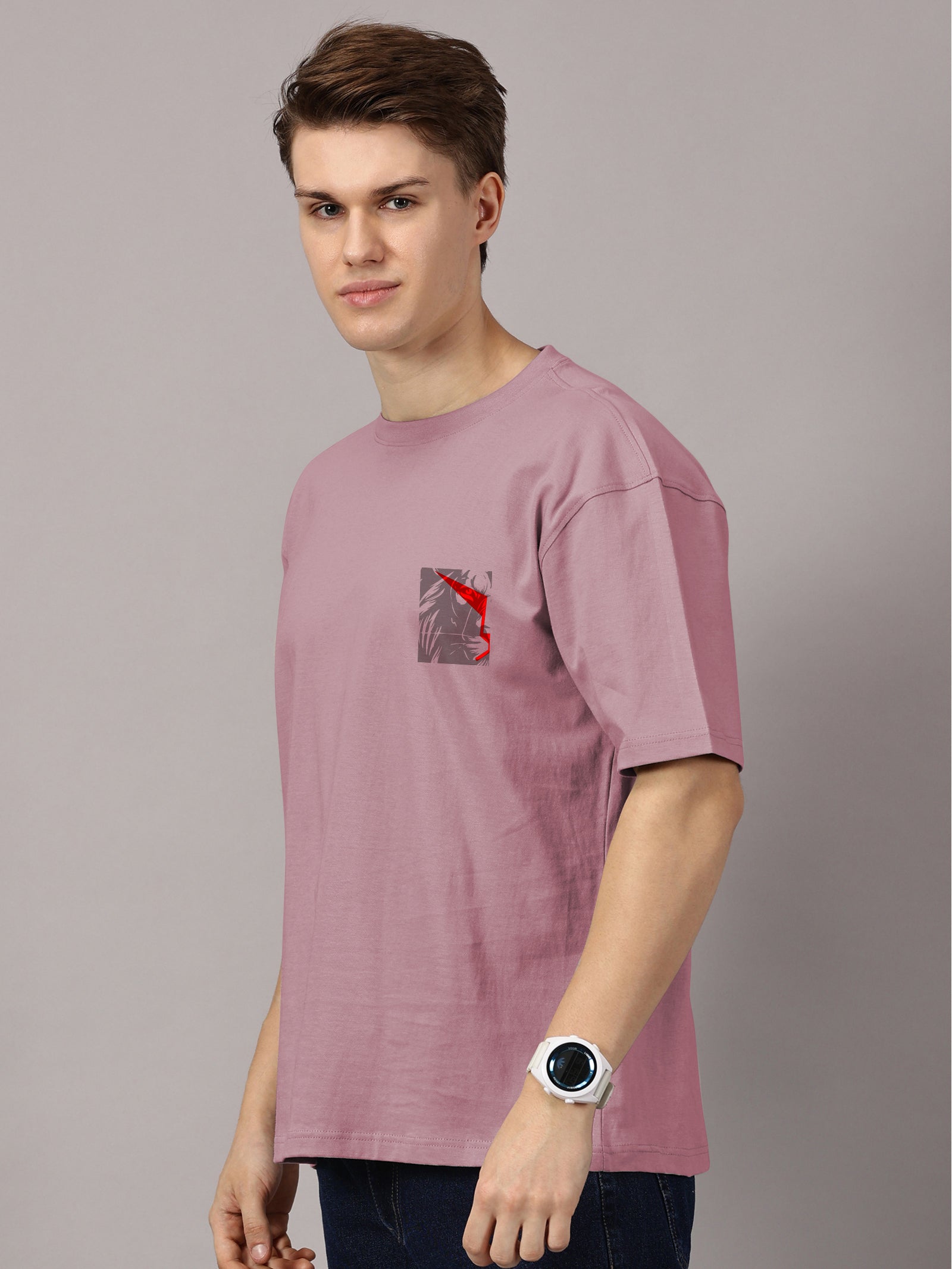 Lion Power Printed Oversized Drop Shoulder T-Shirt