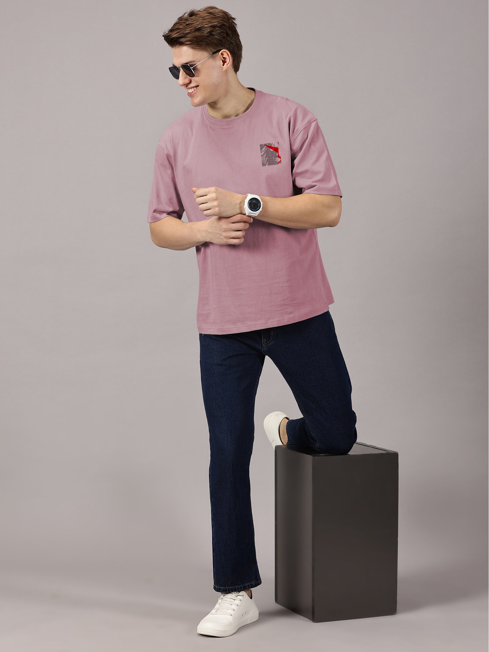 Lion Power Printed Oversized Drop Shoulder T-Shirt