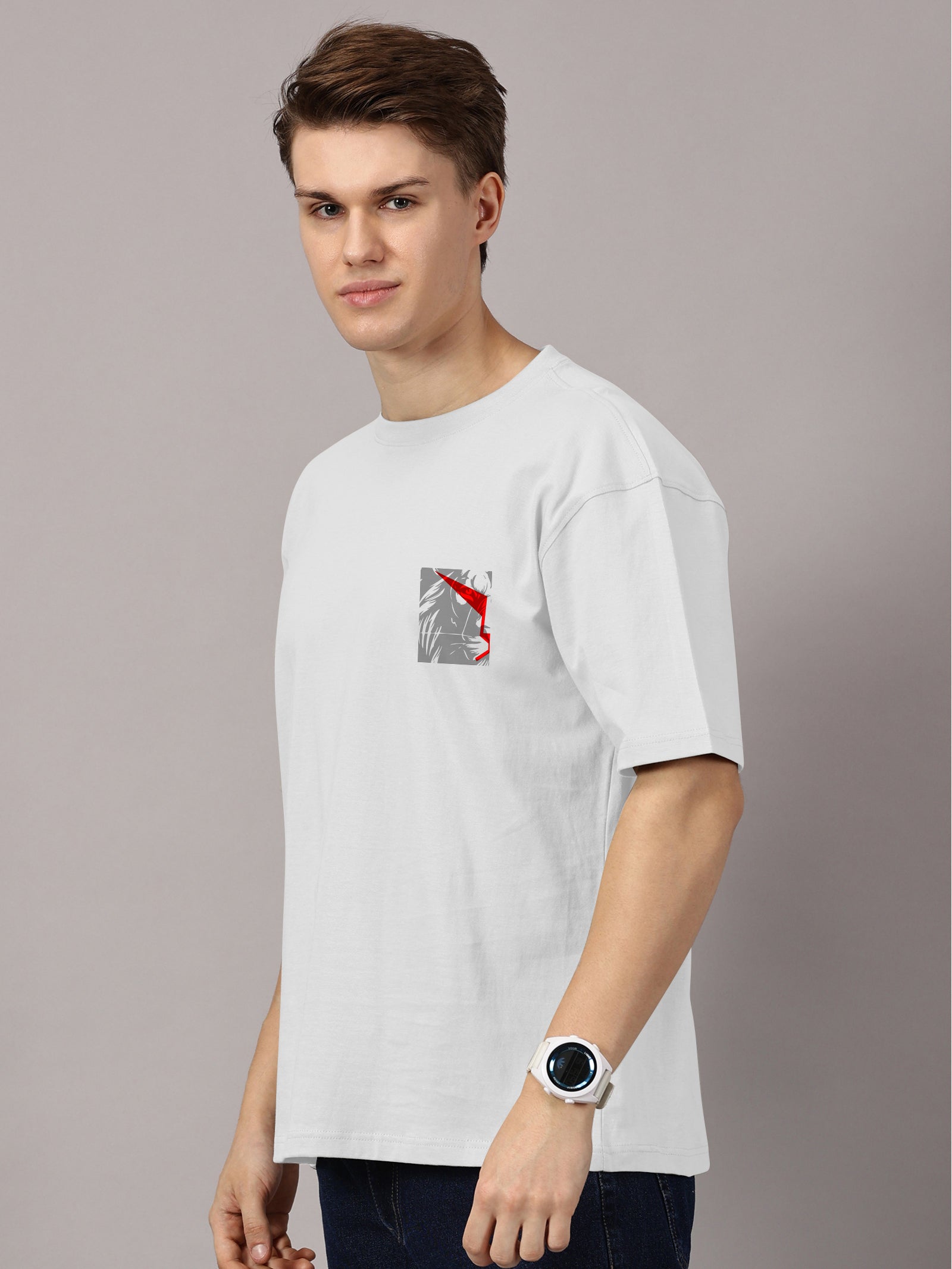 Lion Power Printed Oversized Drop Shoulder T-Shirt