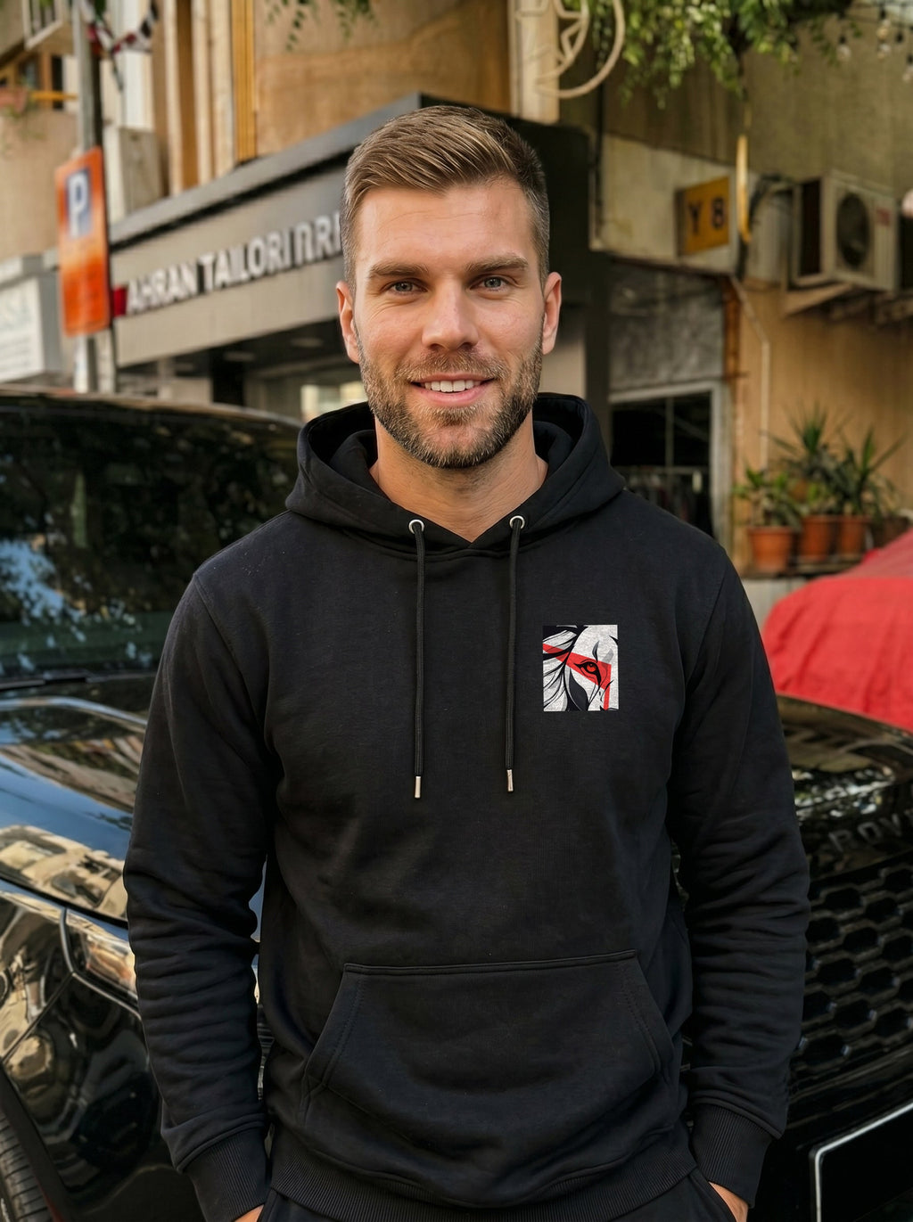 Lion Power Printed Kangaroo Pocket Full Sleeve Pullover Hoodie LEON