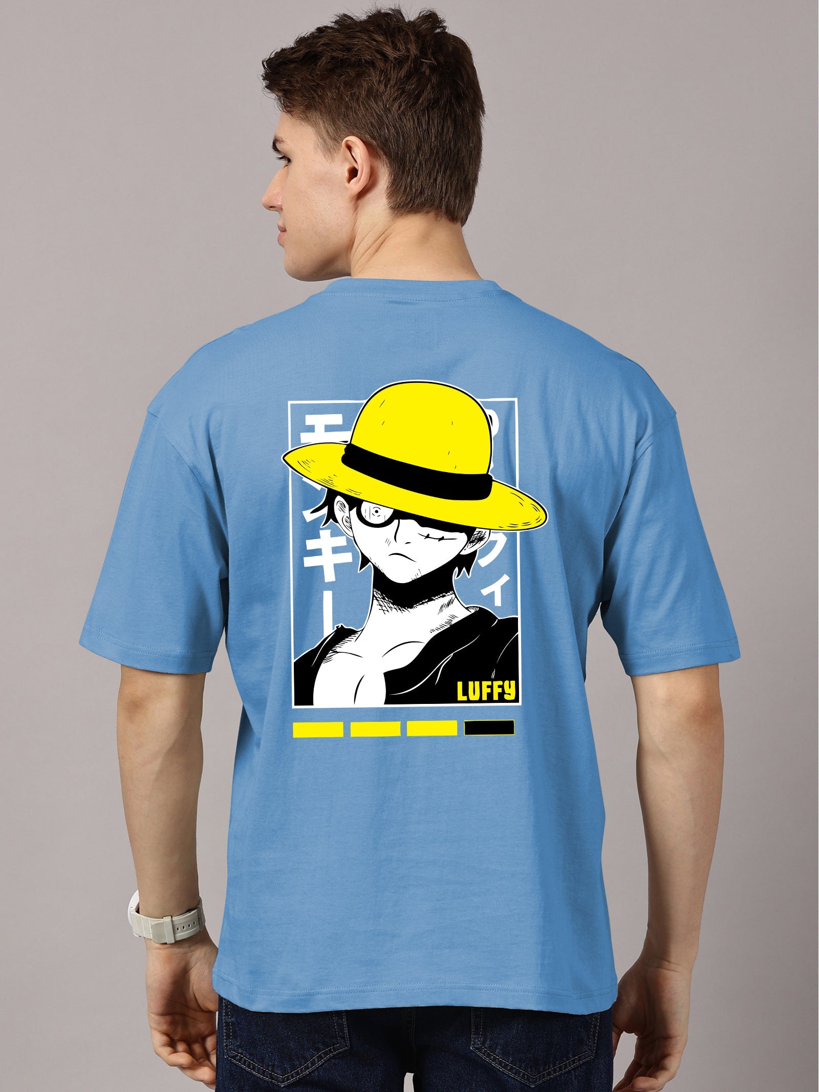 Luffy Printed Oversized Drop Shoulder T-Shirt