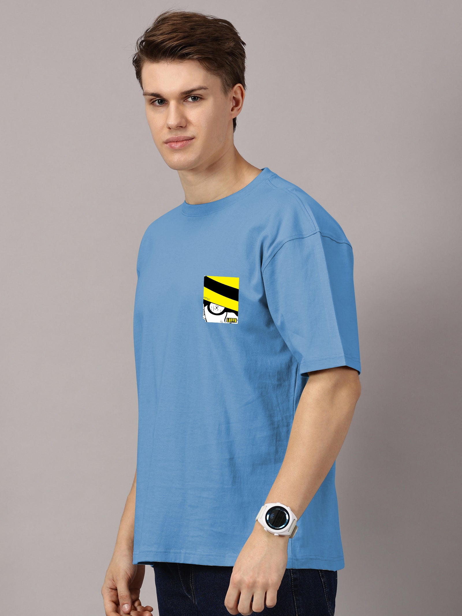 Luffy Printed Oversized Drop Shoulder T-Shirt