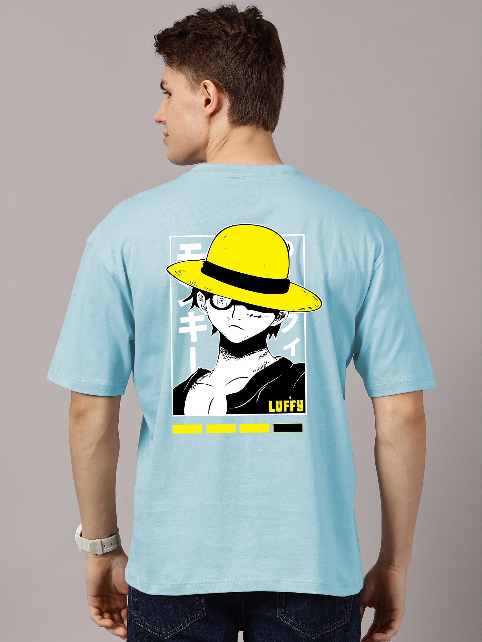 Luffy Printed Oversized Drop Shoulder T-Shirt