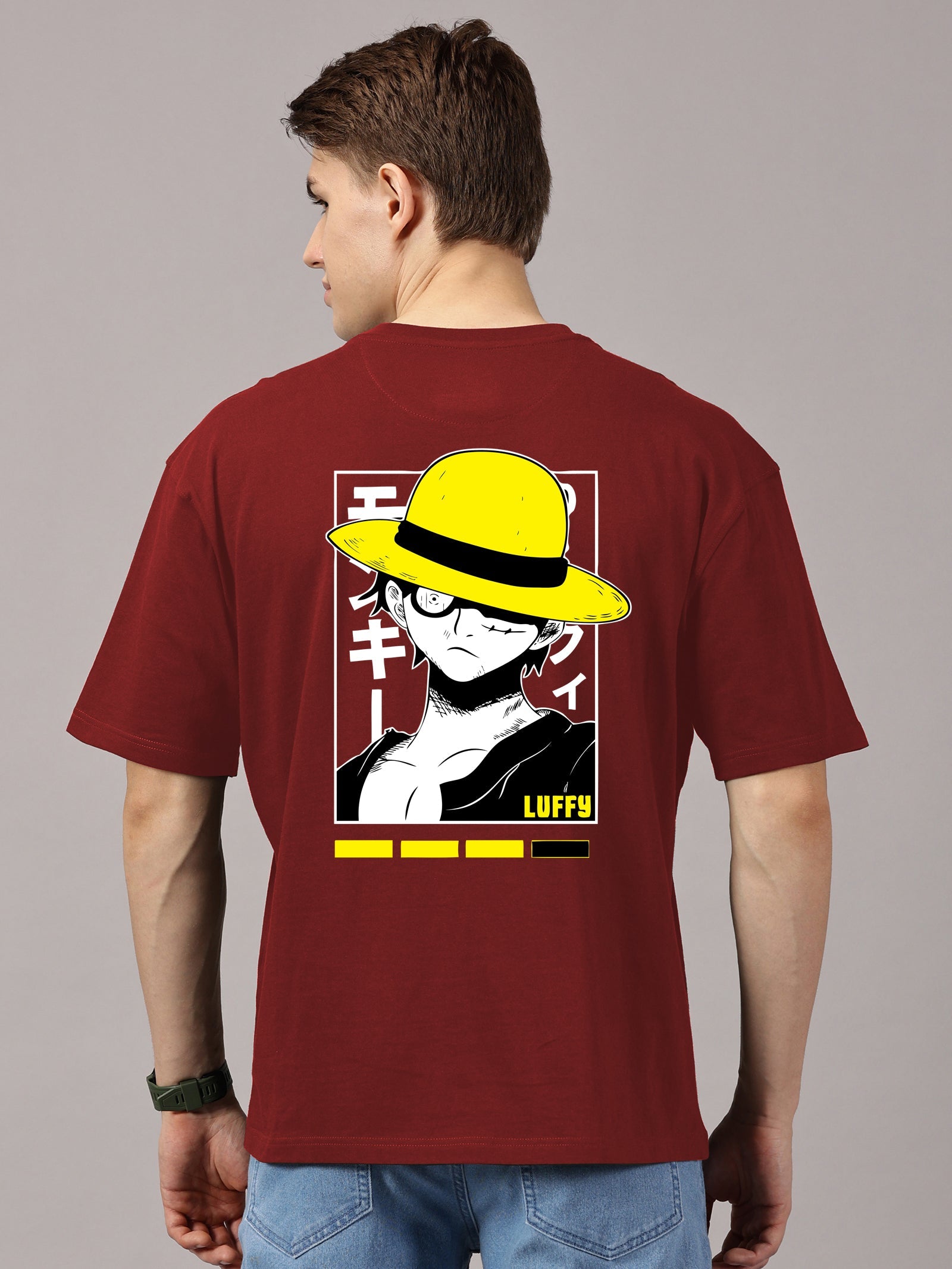 Luffy Printed Oversized Drop Shoulder T-Shirt