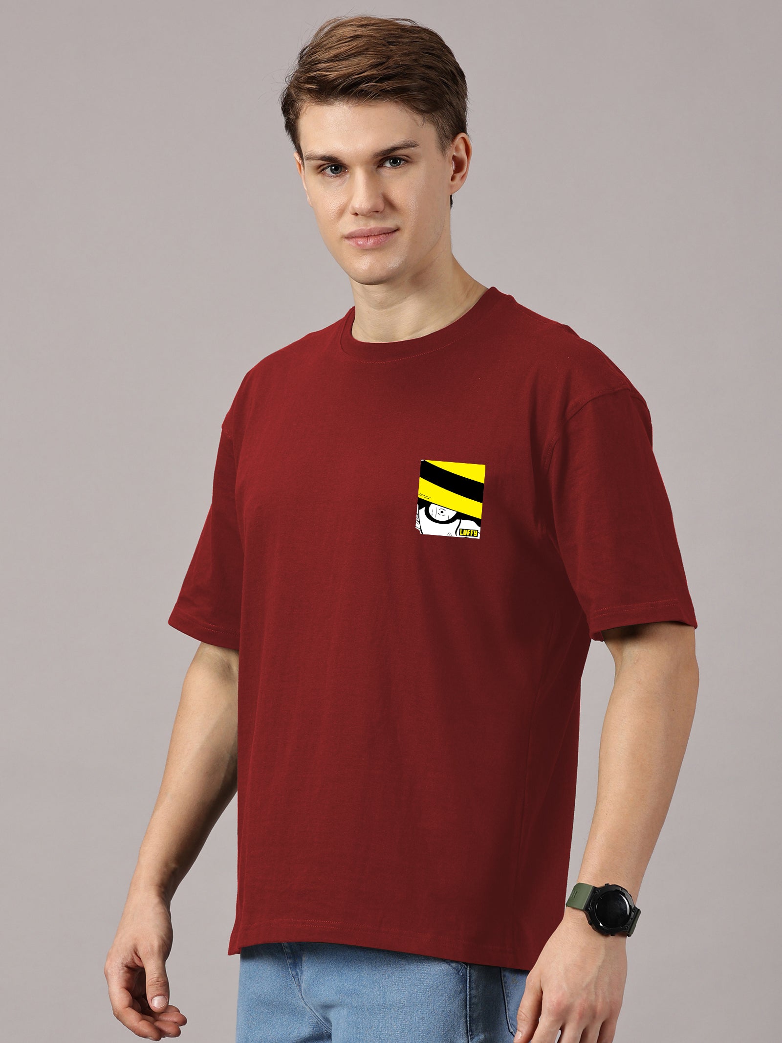 Luffy Printed Oversized Drop Shoulder T-Shirt