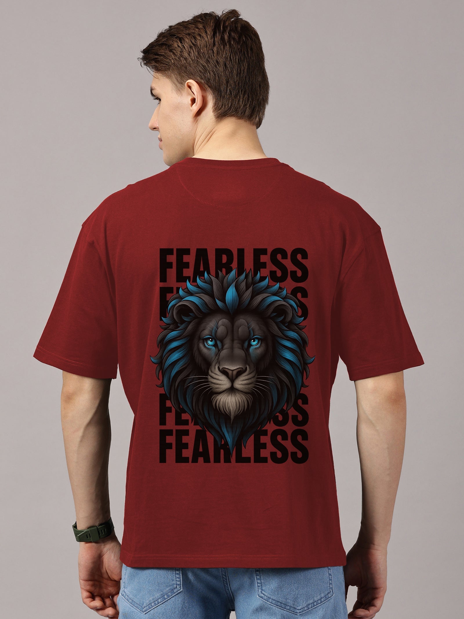 Fearless Printed Oversized Drop Shoulder T-Shirt