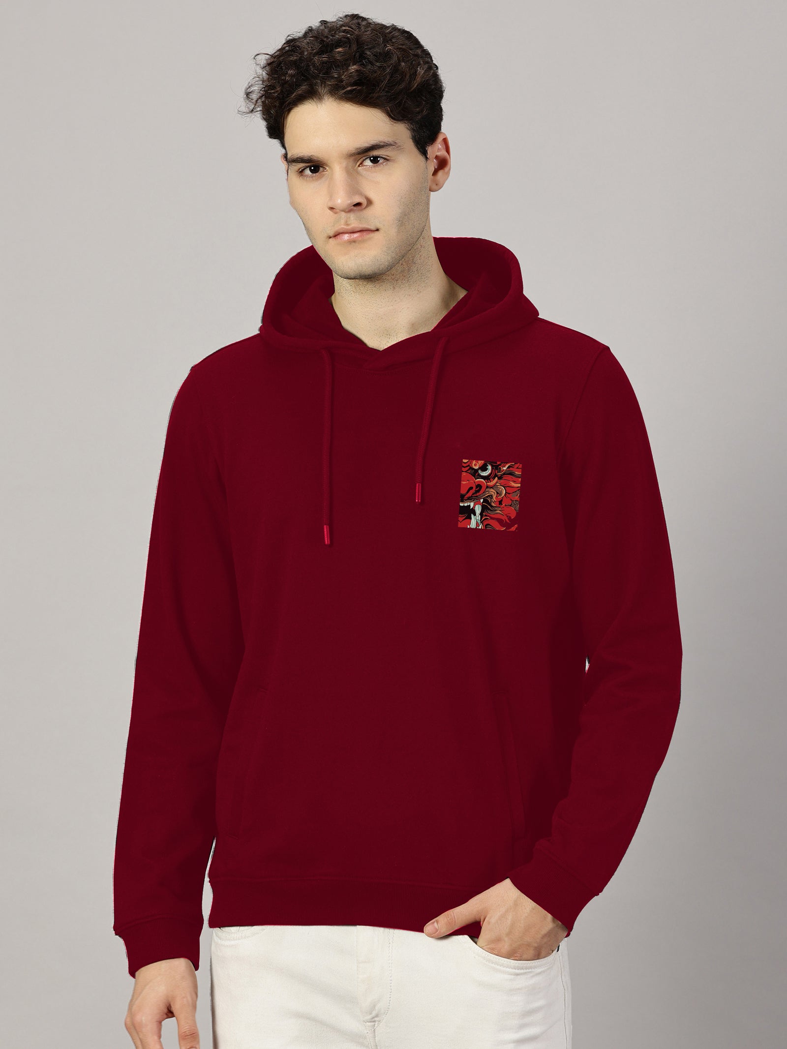 Dragon Printed Cut Pocket Full Sleeve Pullover  Hoodie
